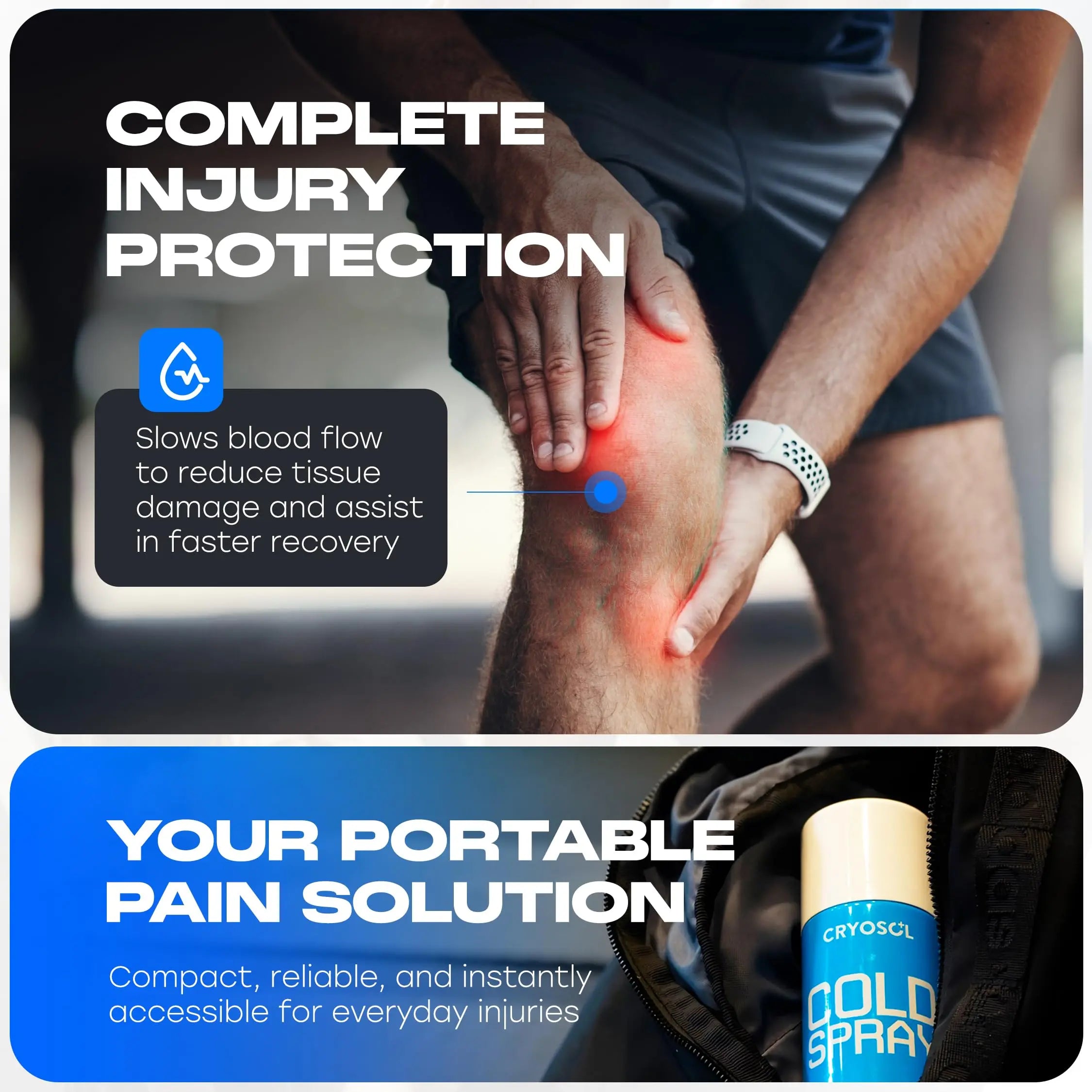 CRYOSOL Freeze Spray for Rapid Relief Anywhere - Pain Relief Spray for Sprains, Strains, Bruises, Aches and Sports Injuries - Cryotherapy for Instant Cooling Relief - 200ml / 6.76 fl oz Venture Healthcare uk supplements
