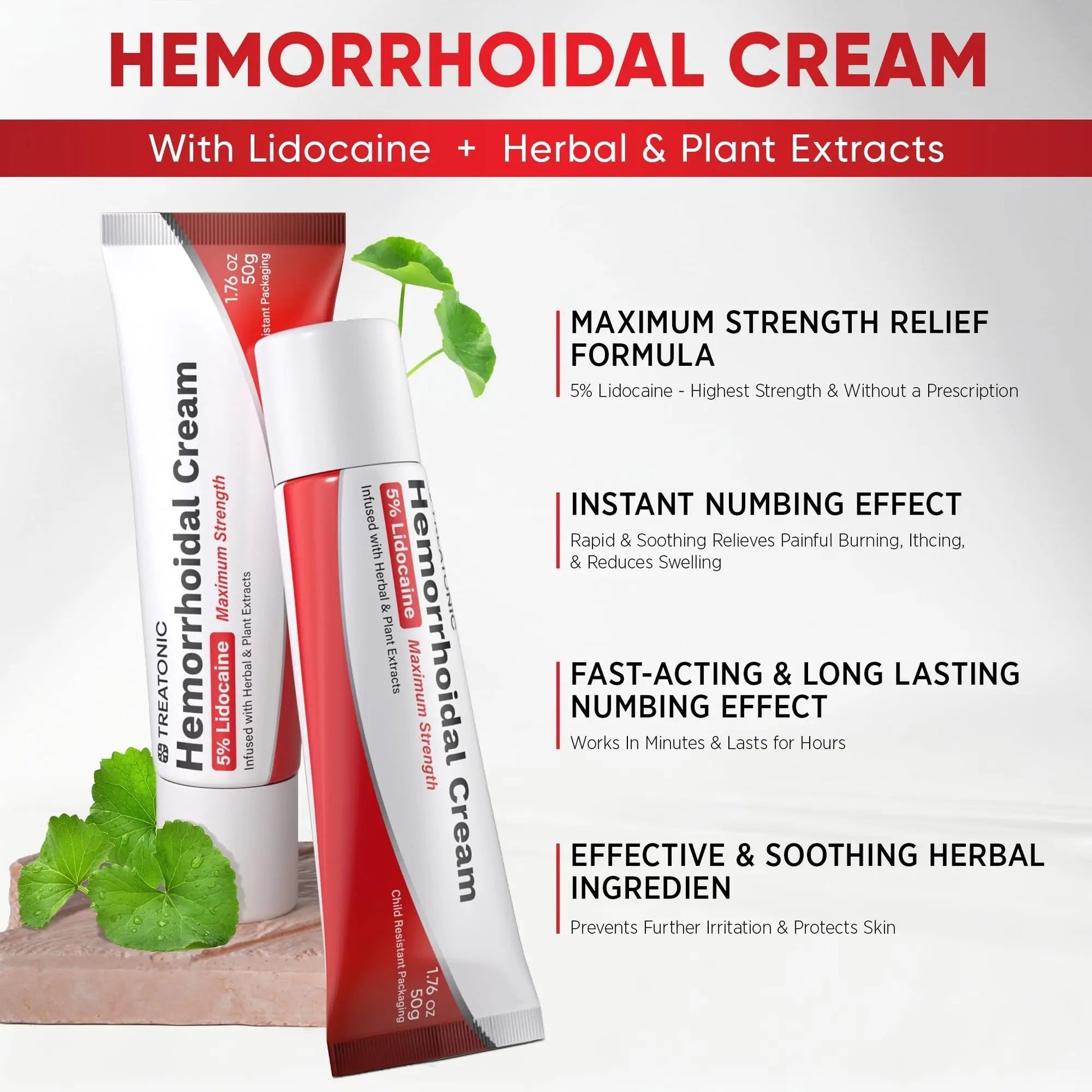 Treatonic Hemorrhoid Treatment Cream: 5% Lidocaine Hemorrhoid Cream for Numbing Relief of Pain, Burning, Itching, Discomfort, & Swelling - Fissure & Hemorrhoids - 1.76 oz Treatonic uk supplements