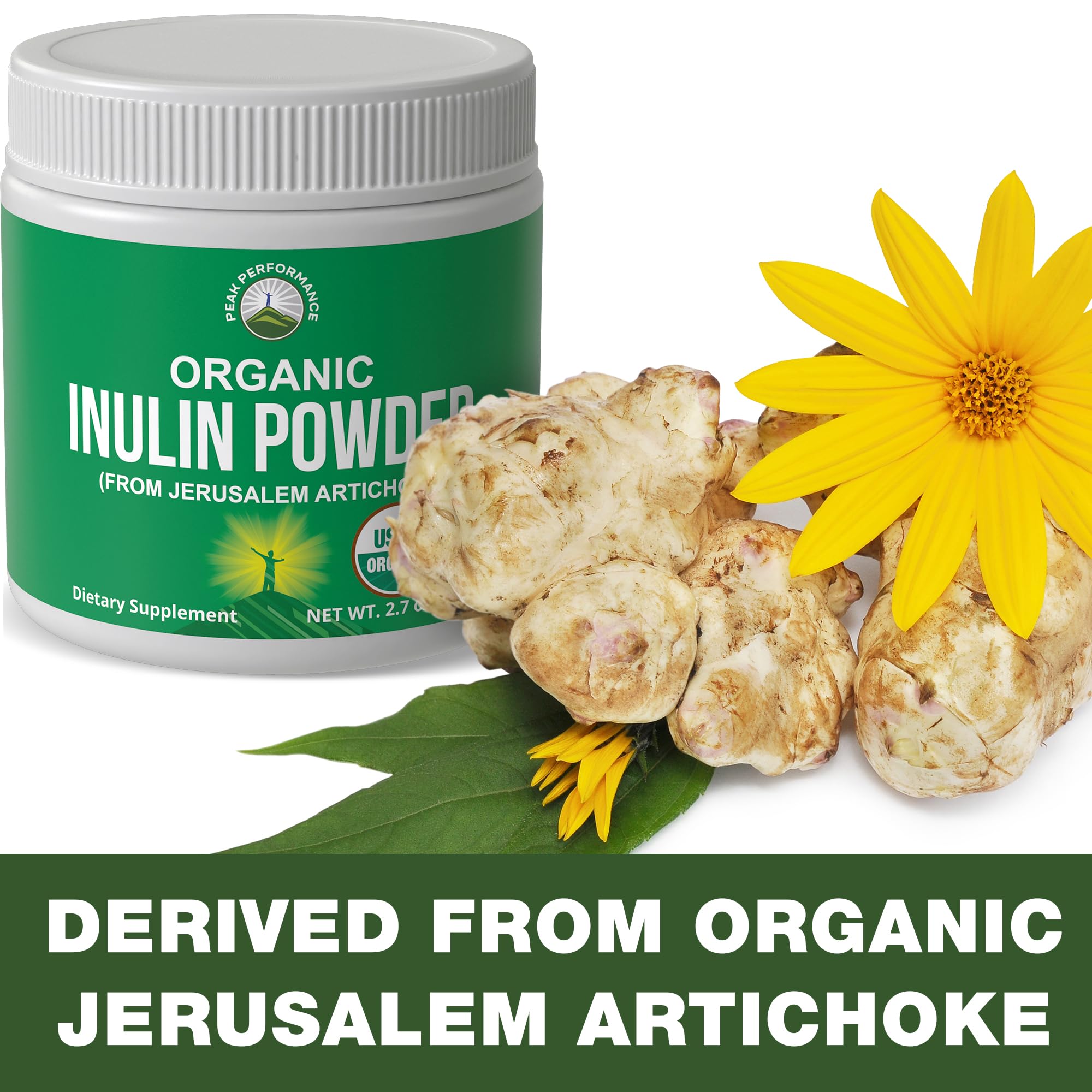 Peak Performance Organic Inulin Powder Natural Prebiotic Fiber for Gut Health. USDA Organic Raw Plant Based Vegan Prebiotics FOS Supplement from Jerusalem Artichoke Peak Performance uk supplements