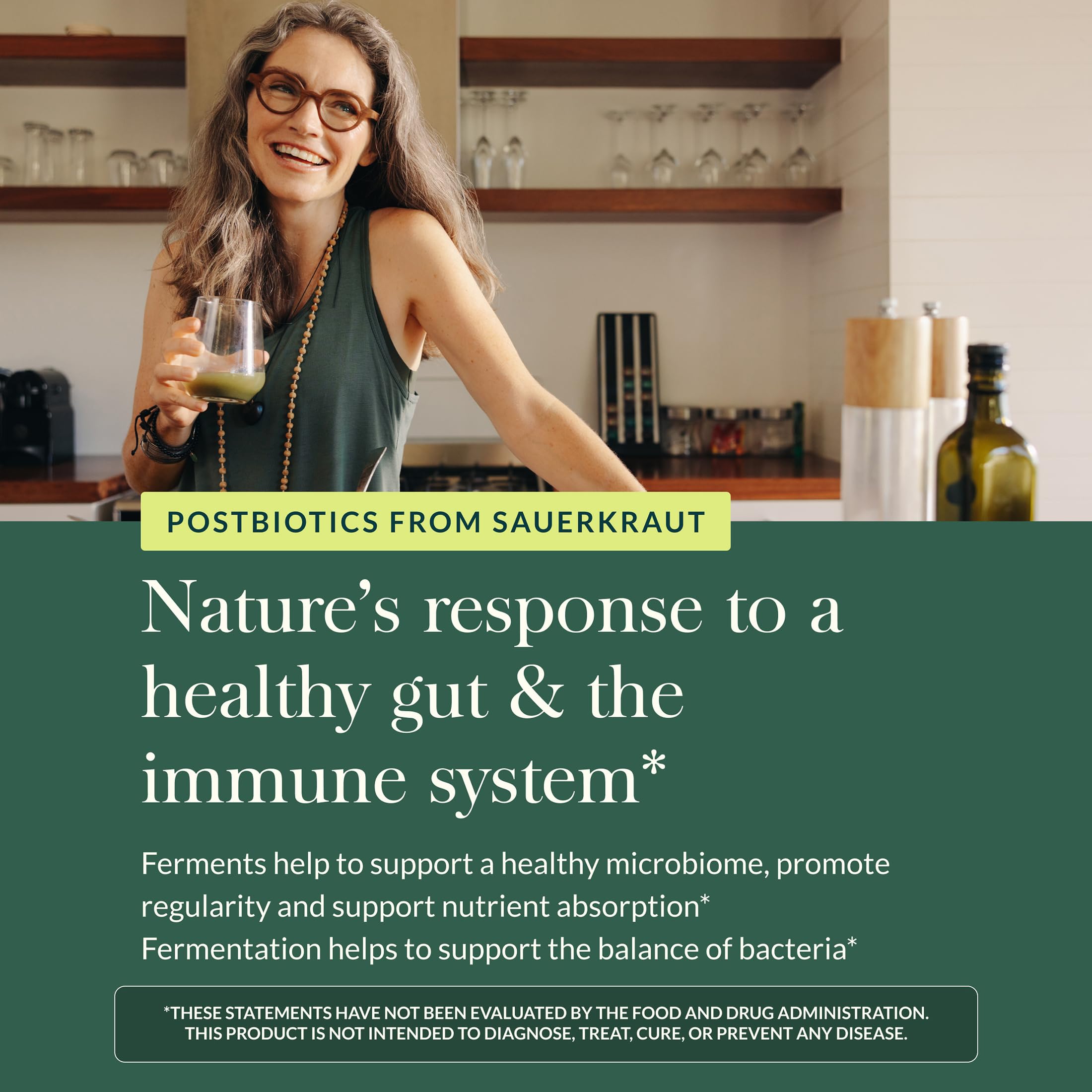 Gaia Herbs Sauerkraut Postbiotic - Gut Health & Immune Support Supplement* - Made with Fermented Sauerkraut - Free from Dairy, Soy & Gluten - 60 Vegan Liquid Phyto-Caps (30 Servings) Gaia Herbs uk supplements