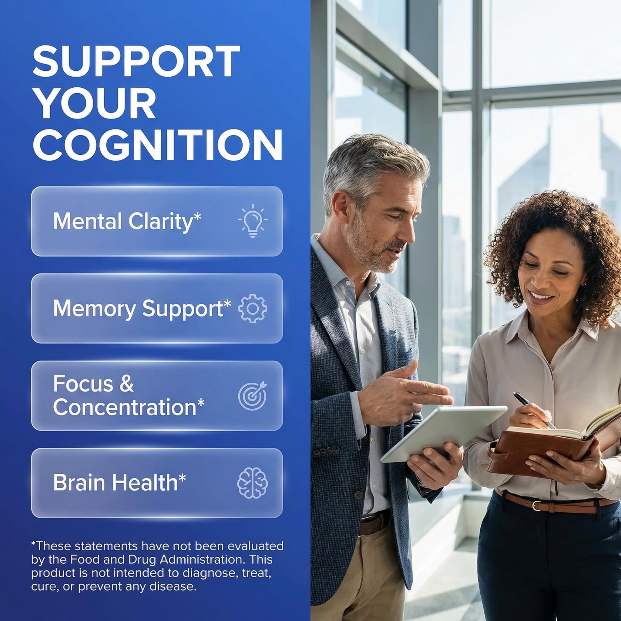 Brain Supplement Alpha GPC 300mg Phosphatidylserine Bacopa Monnieri Ginkgo Biloba Lions Mane Huperzine A L-Theanine NAC Nootropic Memory Focus Cognitive Support Vitamins B C D E 60 Capsules USA Clean Nutraceuticals uk supplements