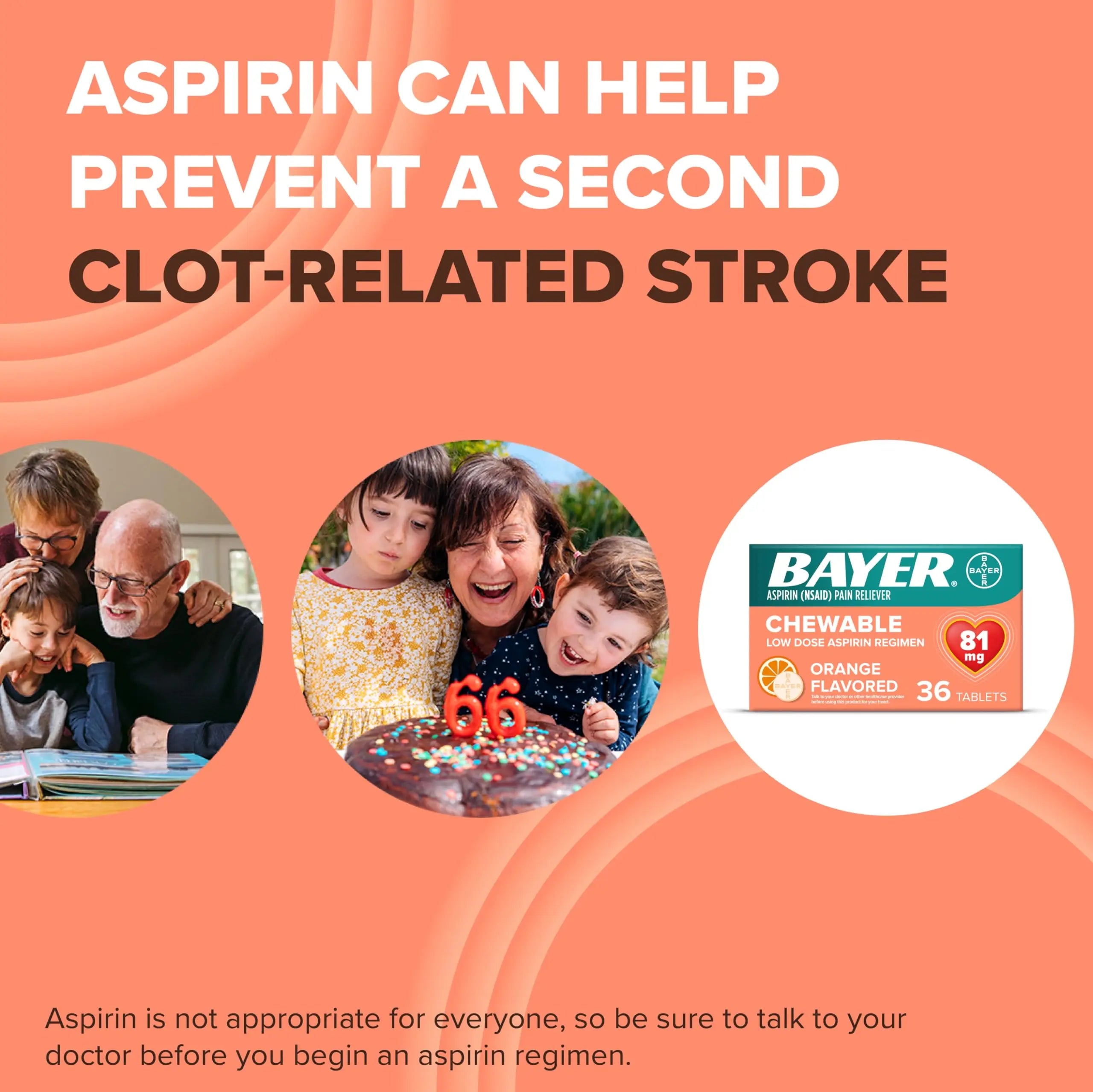 Bayer Aspirin Low Dose 81 mg Chewable Tablets, Pain Reliever, Orange Flavored, 216 Tablets (6 Pack) Bayer uk supplements