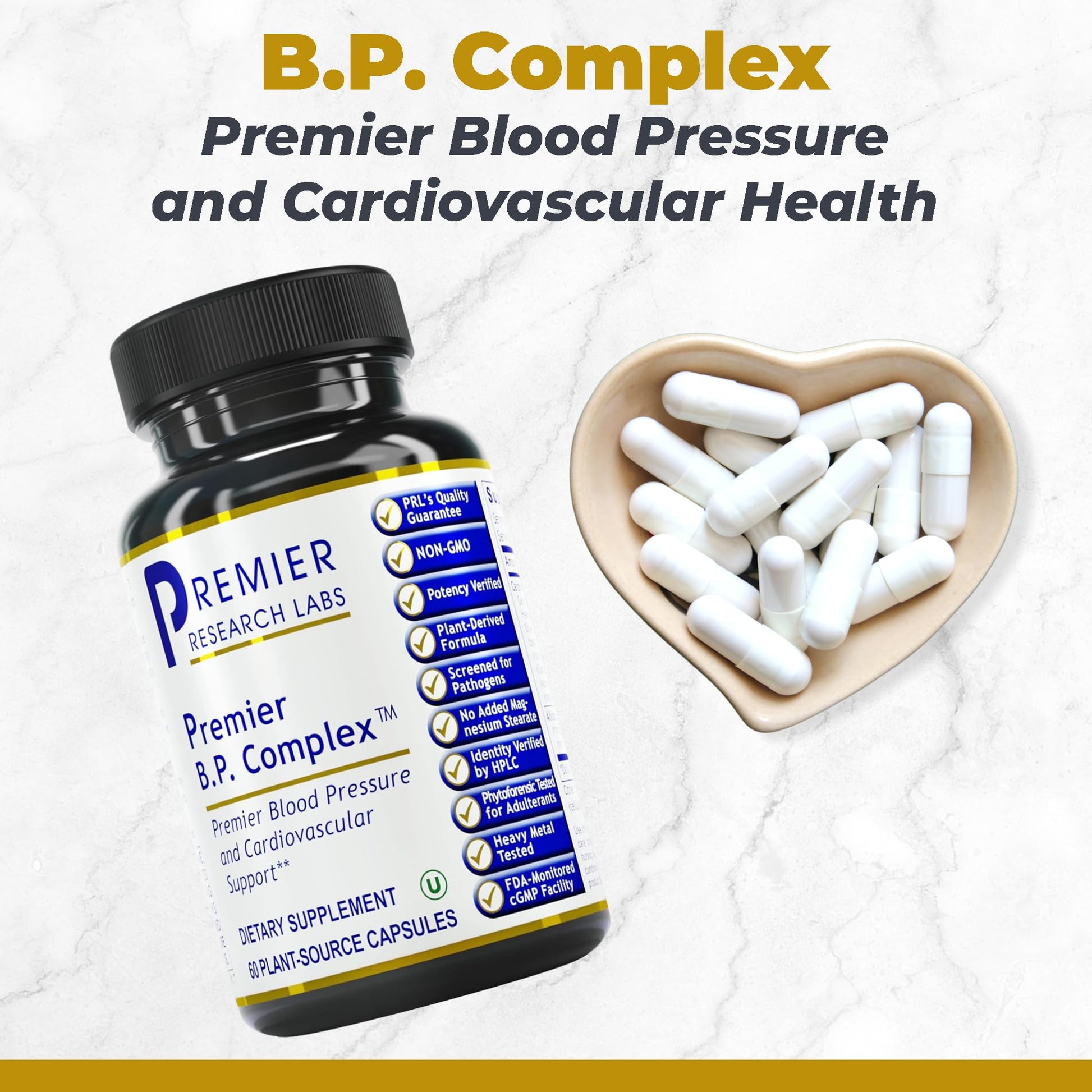 Premier Research Labs Premier BP Complex - Heart Health Supplements, BP Formula, Garlic Allicin Supplement, Natural Herbal BP Support Pills with Reishi & Cayenne Pepper - 60 Vegetarian Capsules Premier Research Labs uk supplements