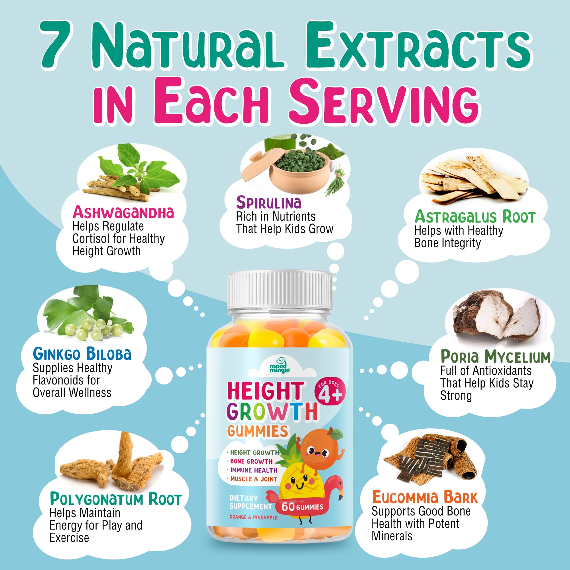 Height Growth Gummies Supplement - Kids Teens Height Increaser Maximizer Grow Taller Vitamins Mood Mingle uk supplements