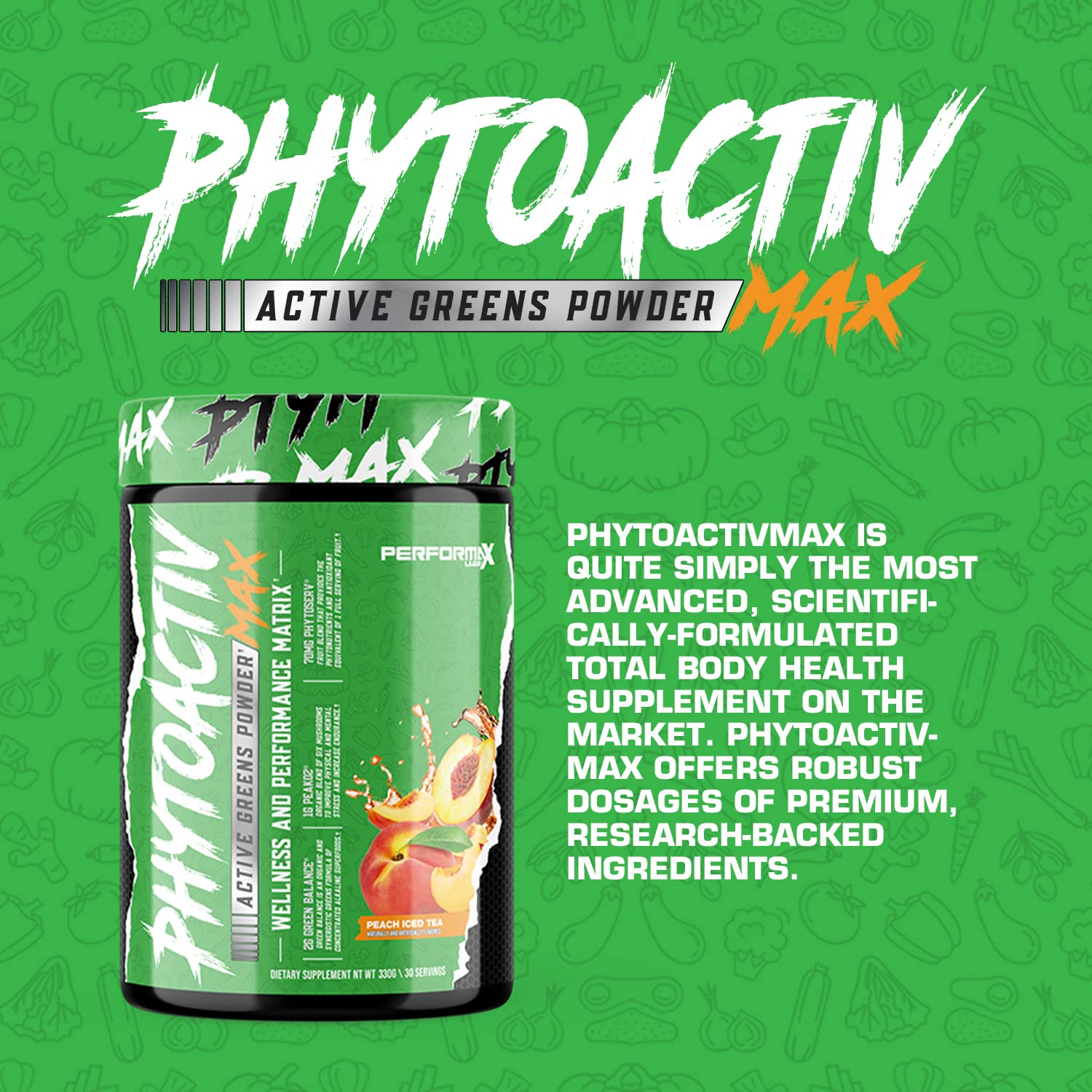 Performax Labs PhytoactivMax Active Greens Powder Wellness and Performance Matrix | Phytonutrients – Overall Health | 30 Servings (Strawberry Pineapple) Performax Labs uk supplements