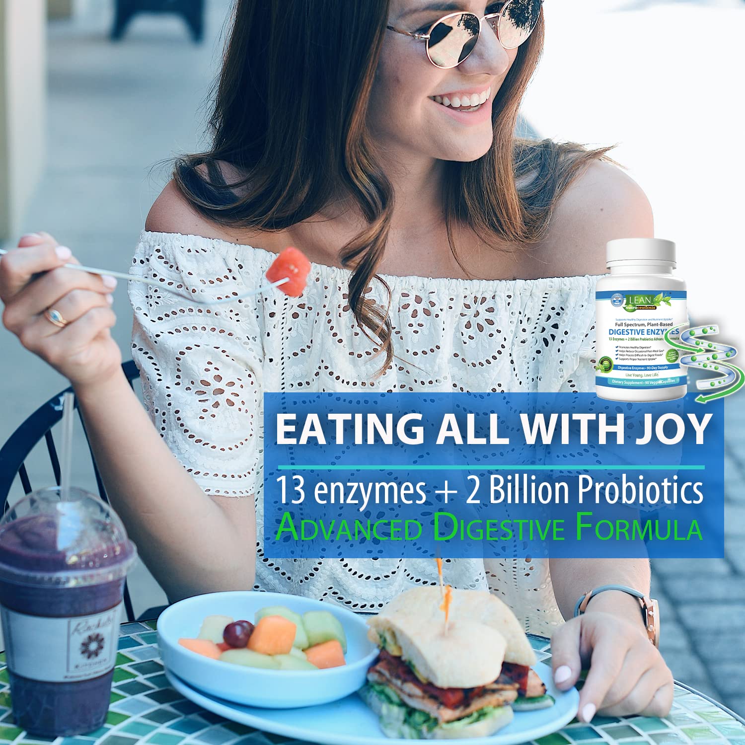 Digestive Enzymes with Probiotics, 90 Day Gut Health Supplement, 90 Cap LEAN Nutraceuticals uk supplements