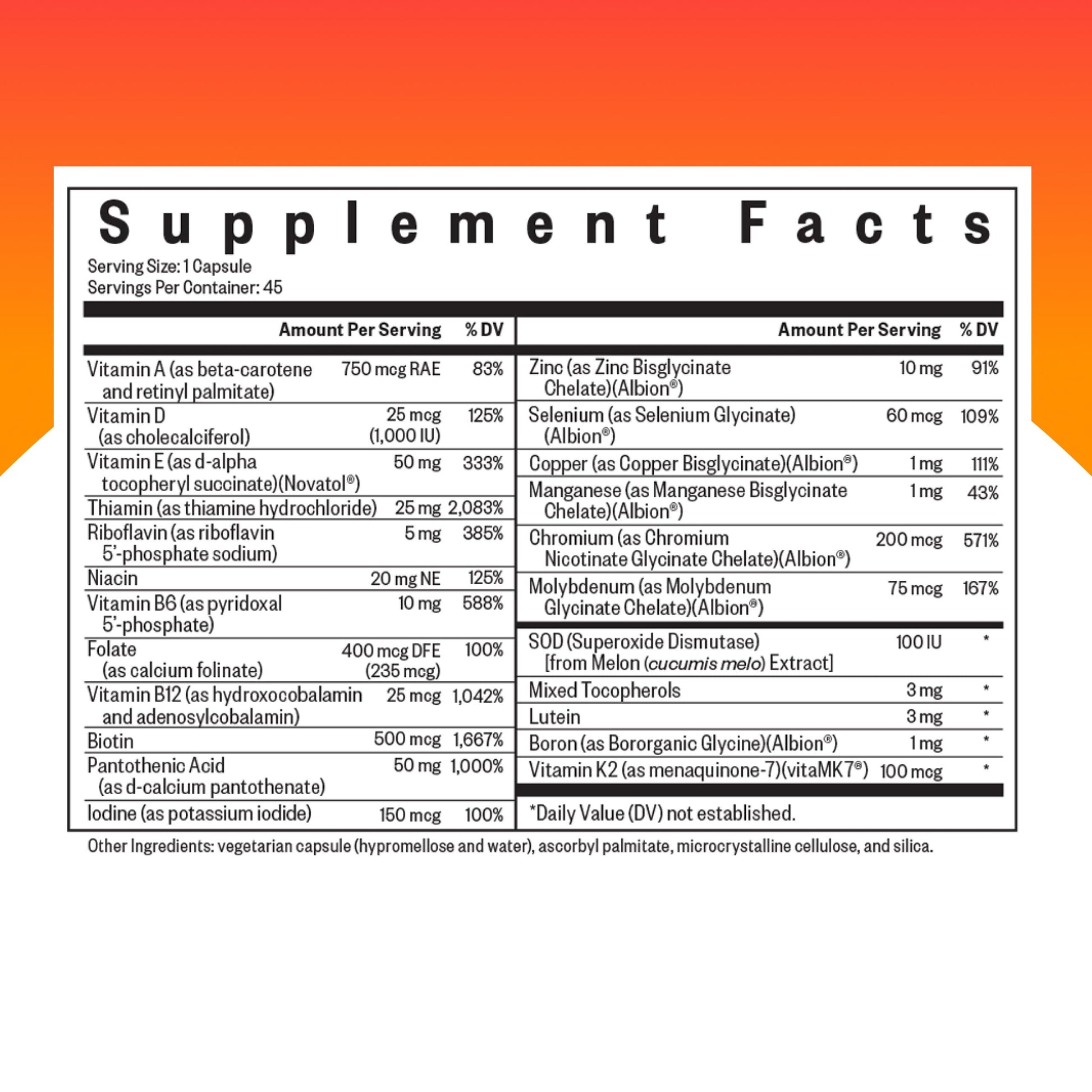 Seeking Health Multivitamin One MF - MTHFR Support Supplement with Calcium Folinate & Vitamin B12 - Easy-to-Digest - Methyl-Free Vegetarian Capsule - 45 Veggie Capsules Seeking Health uk supplements