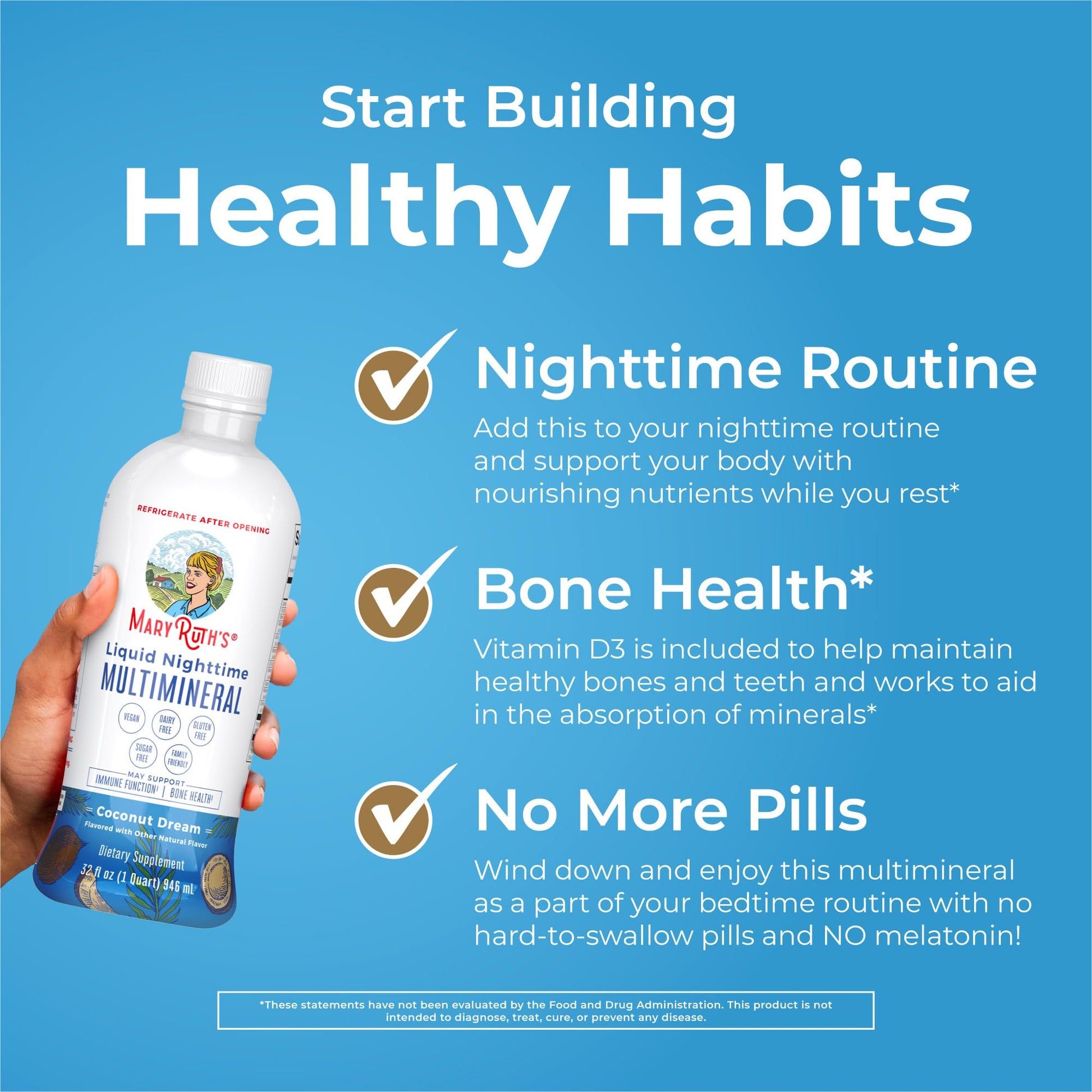 MaryRuth Organics Liquid Nighttime Multimineral | No Melatonin | Bedtime Routine | Magnesium Citrate | Calcium | Zinc | Vitamin D3| Available in 4 Flavors - Vegan | Sugar Free | Gluten Free | 32 Oz MARYRUTH'S uk supplements