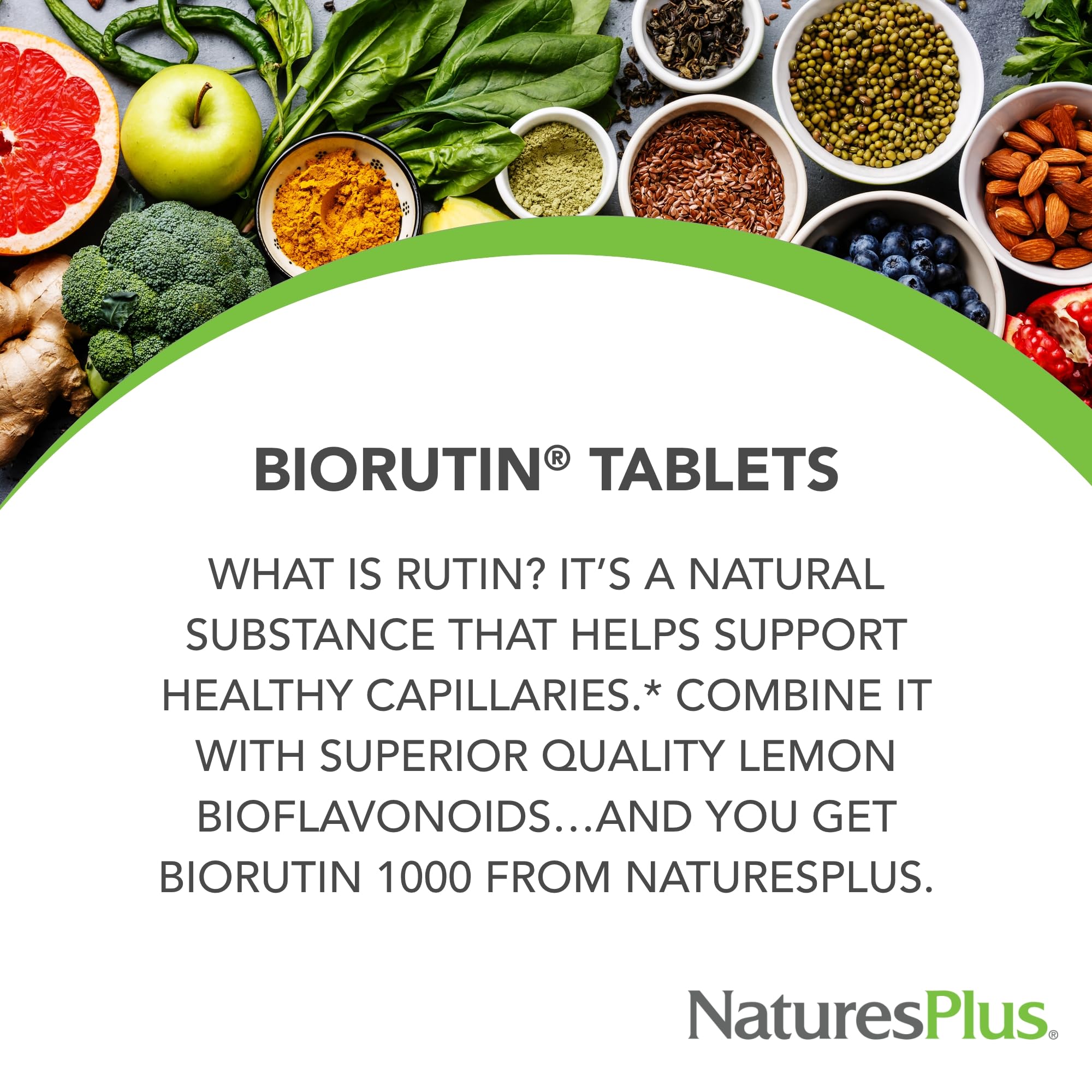 NaturesPlus Biorutin 1000 mg - 90 Tablets - Bioflavonoid & Rutin Complex - Supports Vascular Function & Circulation - Vegetarian, Gluten Free - 90 Servings NaturesPlus uk supplements