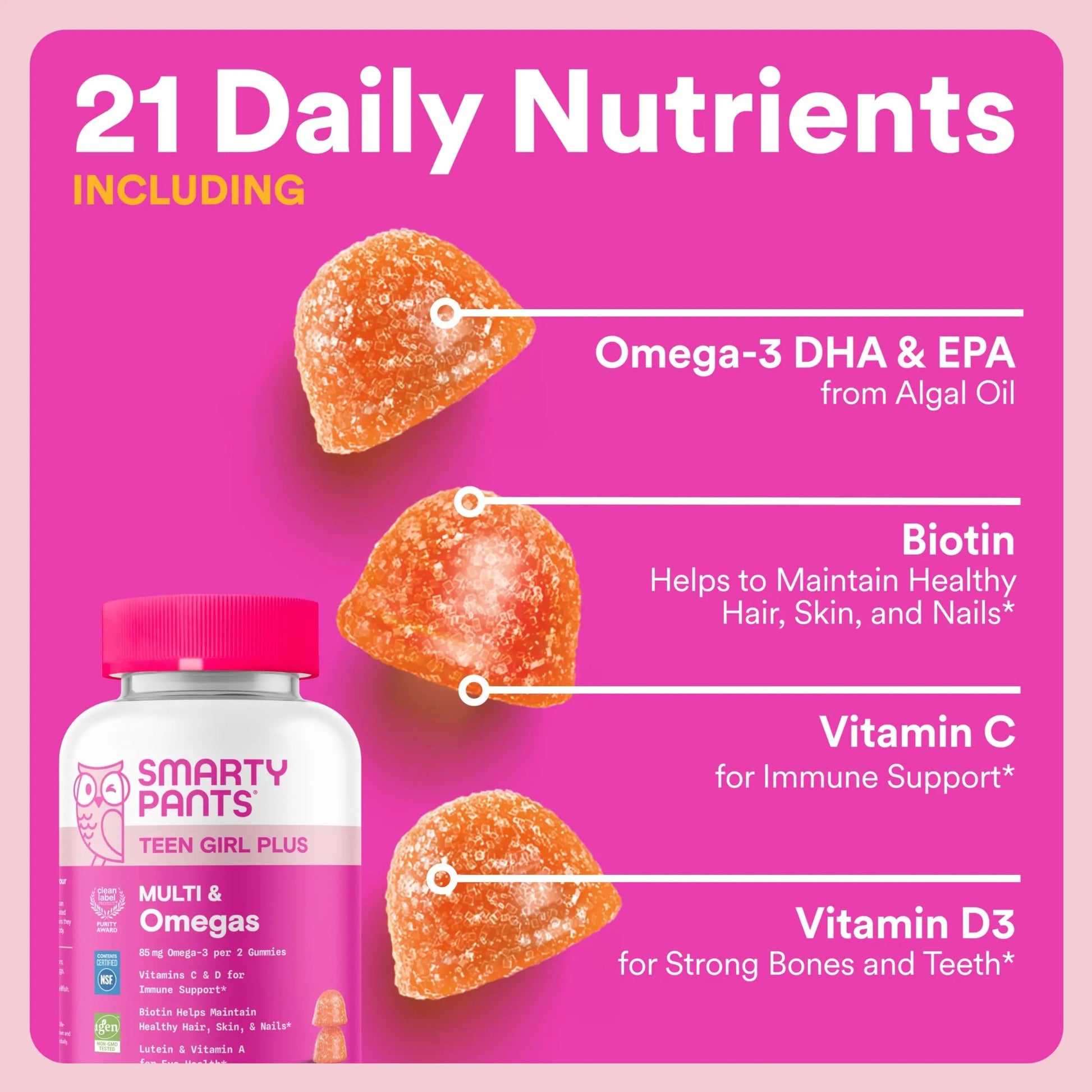SmartyPants Mother & Daughter Daily Nutrition Bundle: Women’s + Teen Girl Multivitamin Gummies with Omega-3, Biotin, Vitamins D3, B12, A SmartyPants uk supplements