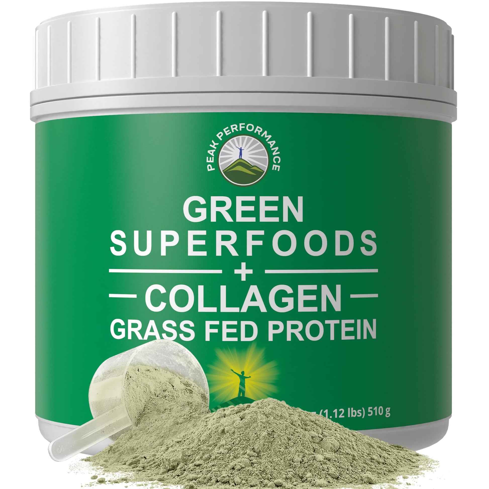 Greens Superfood + Grass Fed Collagen Peptides Powder - Ultimate Blend of Best Tasting Green Superfood with Pure Pasture Raised Hydrolyzed Protein Powder for Skin Hair + Joint Health Peak Performance uk supplements