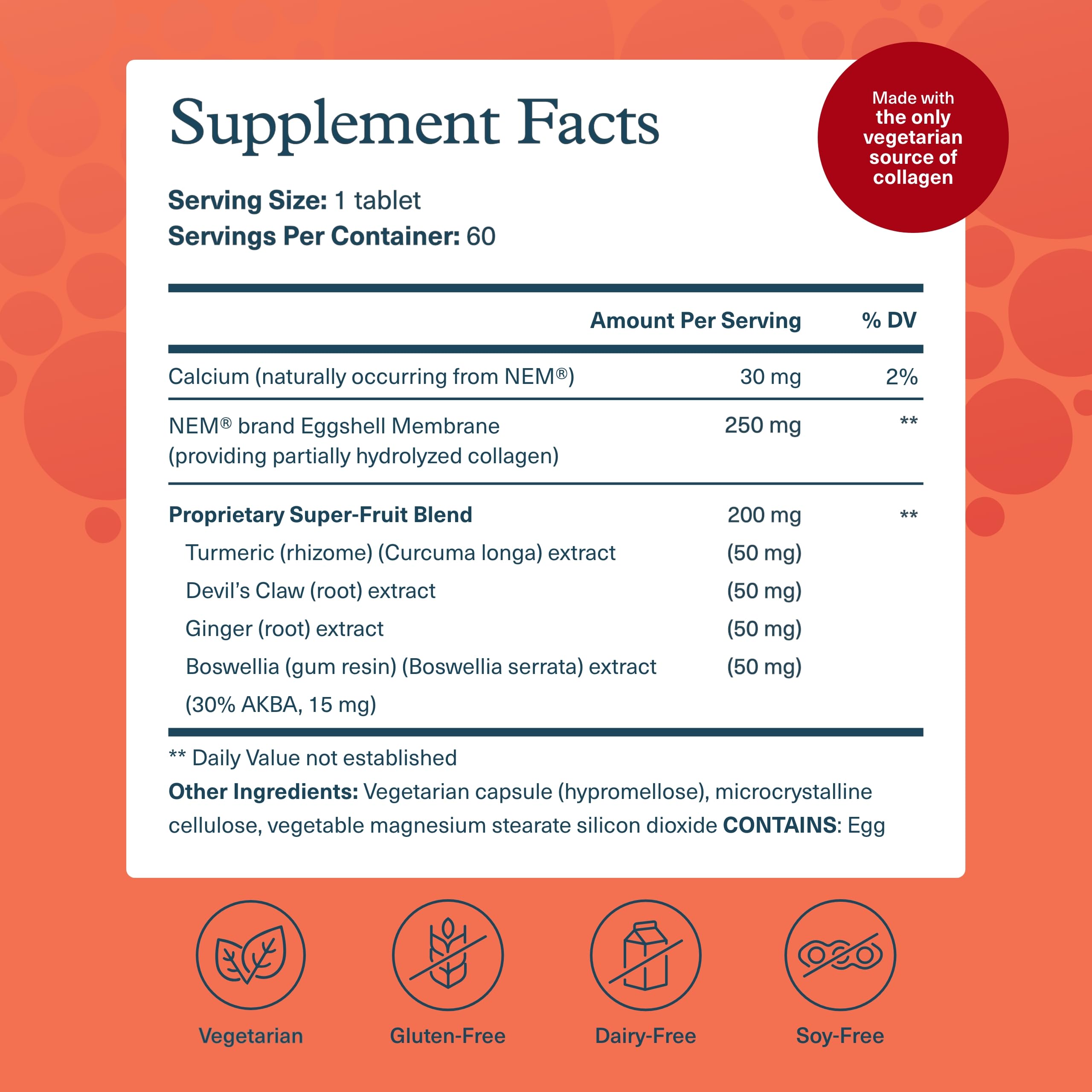 Youtheory Joint Collagen - Vegetarian Collagen Supplement with NEM Eggshell Membrane & Boswellia Extract - Dairy, Soy & Gluten Free - 60 Vegetarian Capsules Youtheory uk supplements