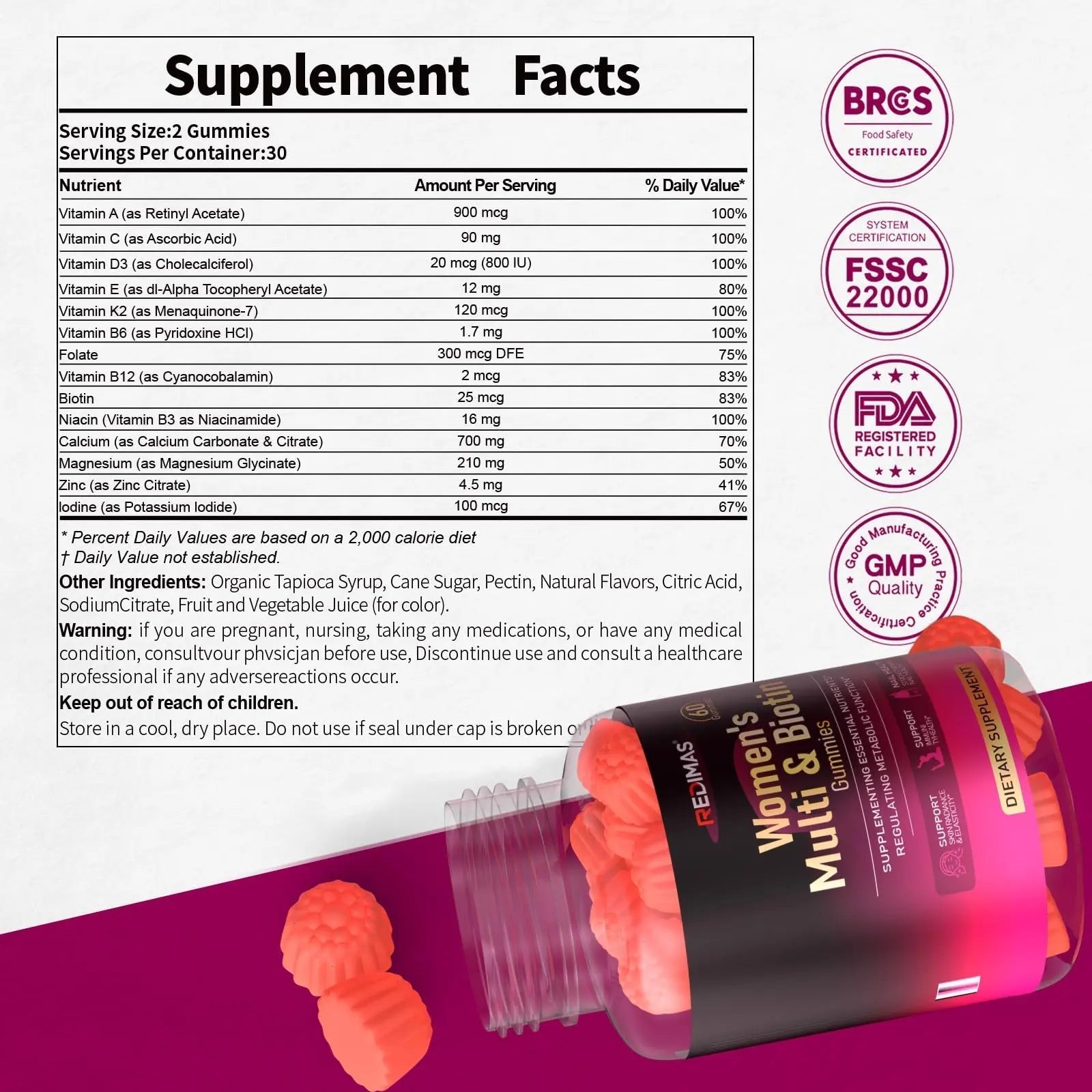Redimas Multivitamin Gummies for Women, Chewable Adult Vitamin with Vitamins A, B, C, D, E, and Biotin, Gummy Format for Everyday Nutrient Inclusion Redimas uk supplements