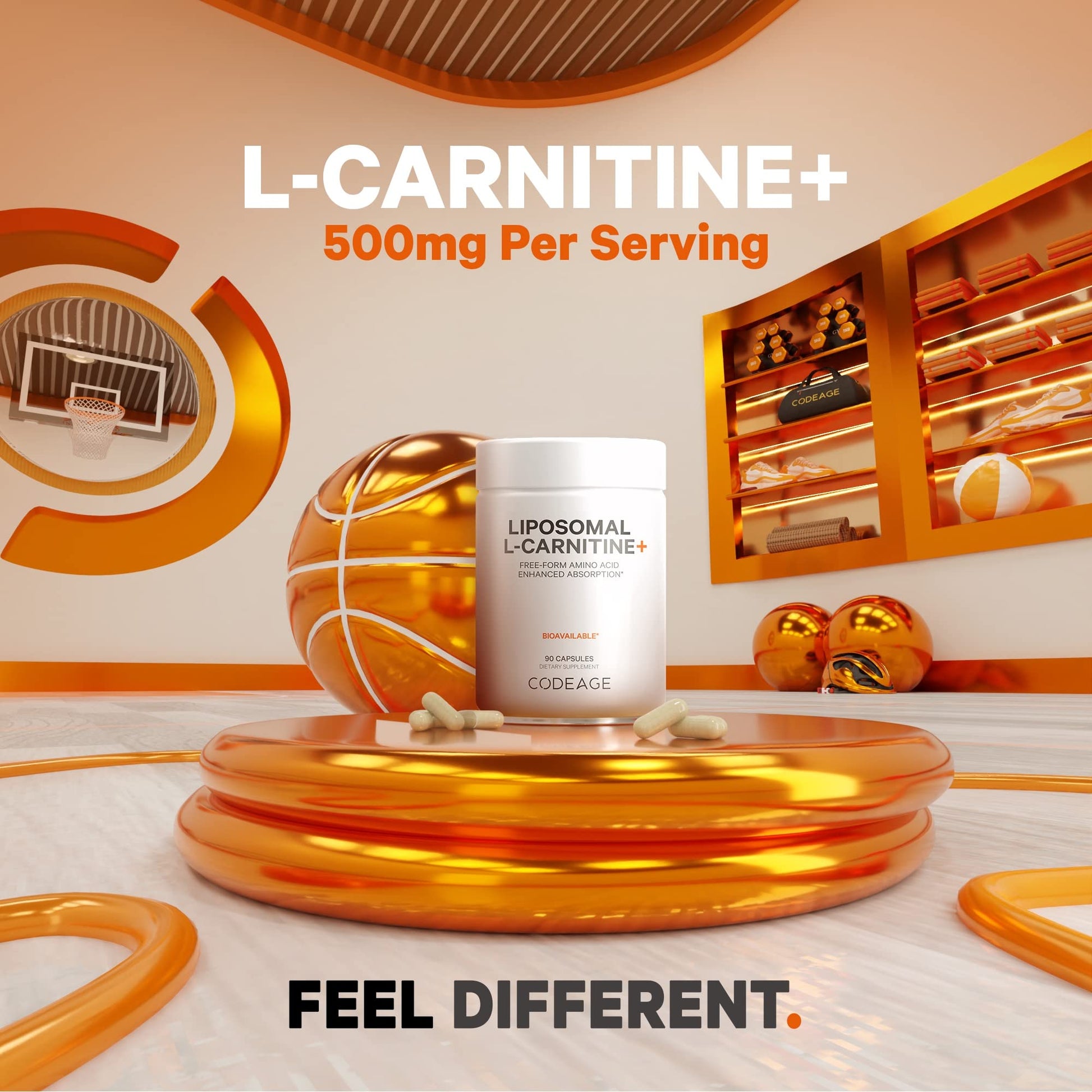 Codeage Liposomal L-Carnitine+ Supplement - 500 mg L-Carnitine L-Tartrate per Serving - Free-Form Amino Acid - Carnitine - Liposomal Delivery - Vegan, Non-GMO, Gluten-Free - 90 Capsules Codeage uk supplements