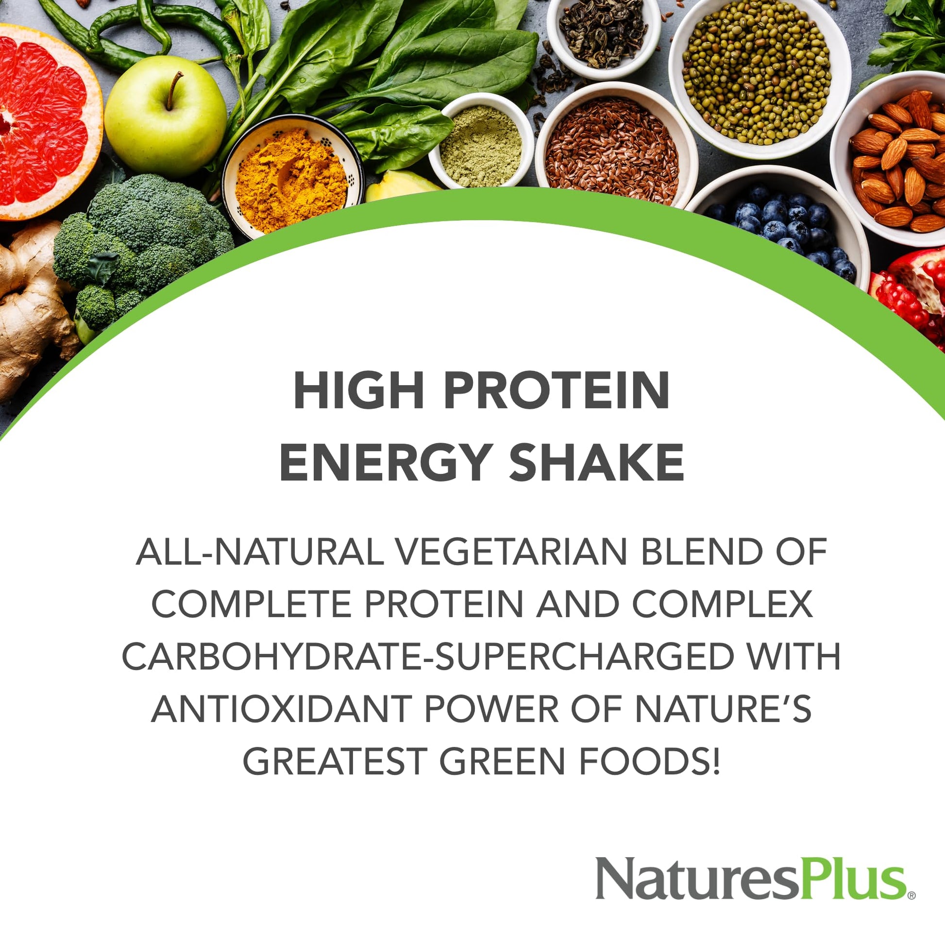 NaturesPlus FRUITEIN Revitalizing Green Foods Shake - 1.3 lbs - Plant-Based Protein (13g/Serving) - Supports Energy & Immune System - Vegetarian, Gluten Free & Non-GMO - 16 Servings NaturesPlus uk supplements