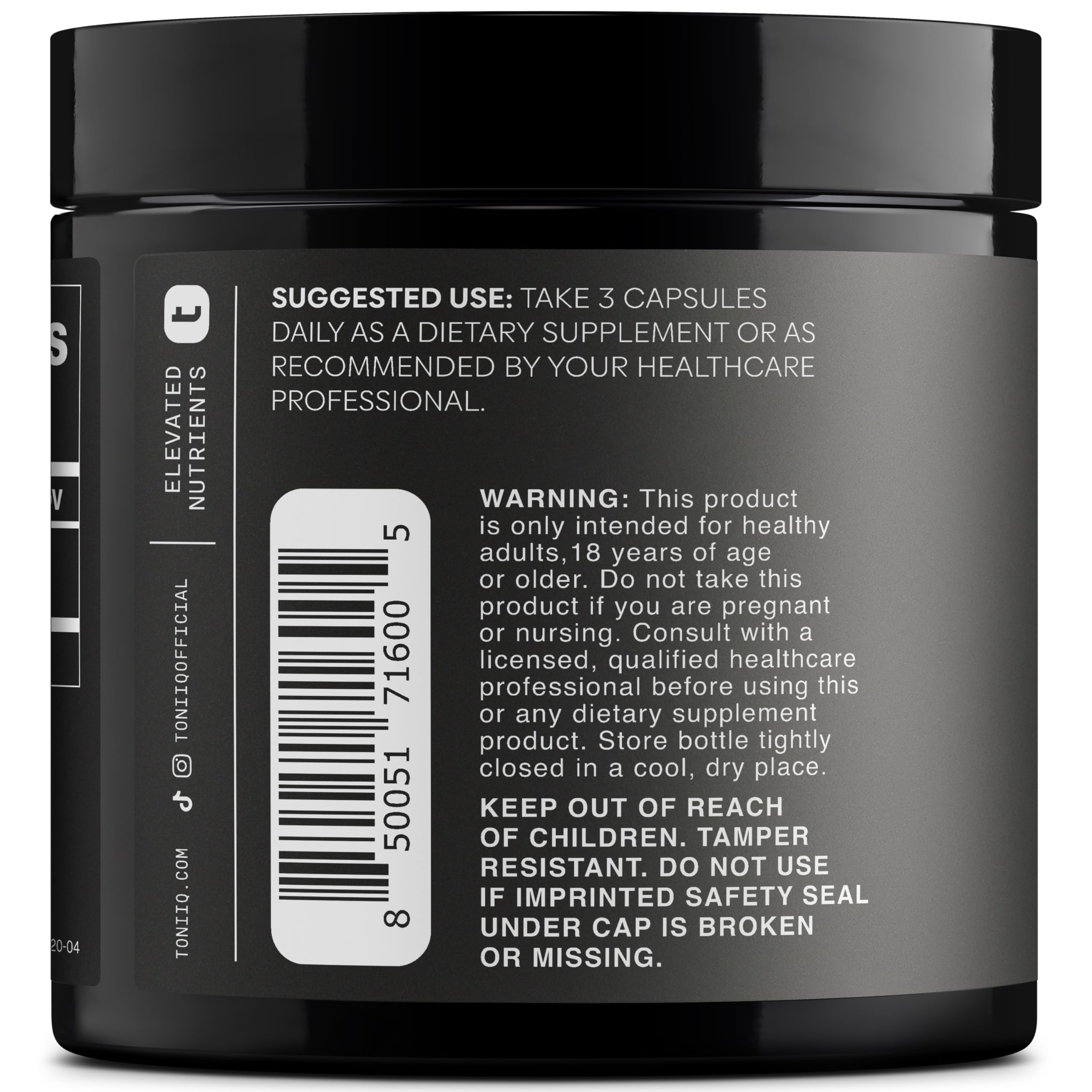 Toniiq Black Maca Root - Ultra High Potency 20:1 Extract - Single Origin, Wildcrafted & Highly Concentrated - Third-Party Lab Tested - 120 Capsules Toniiq uk supplements