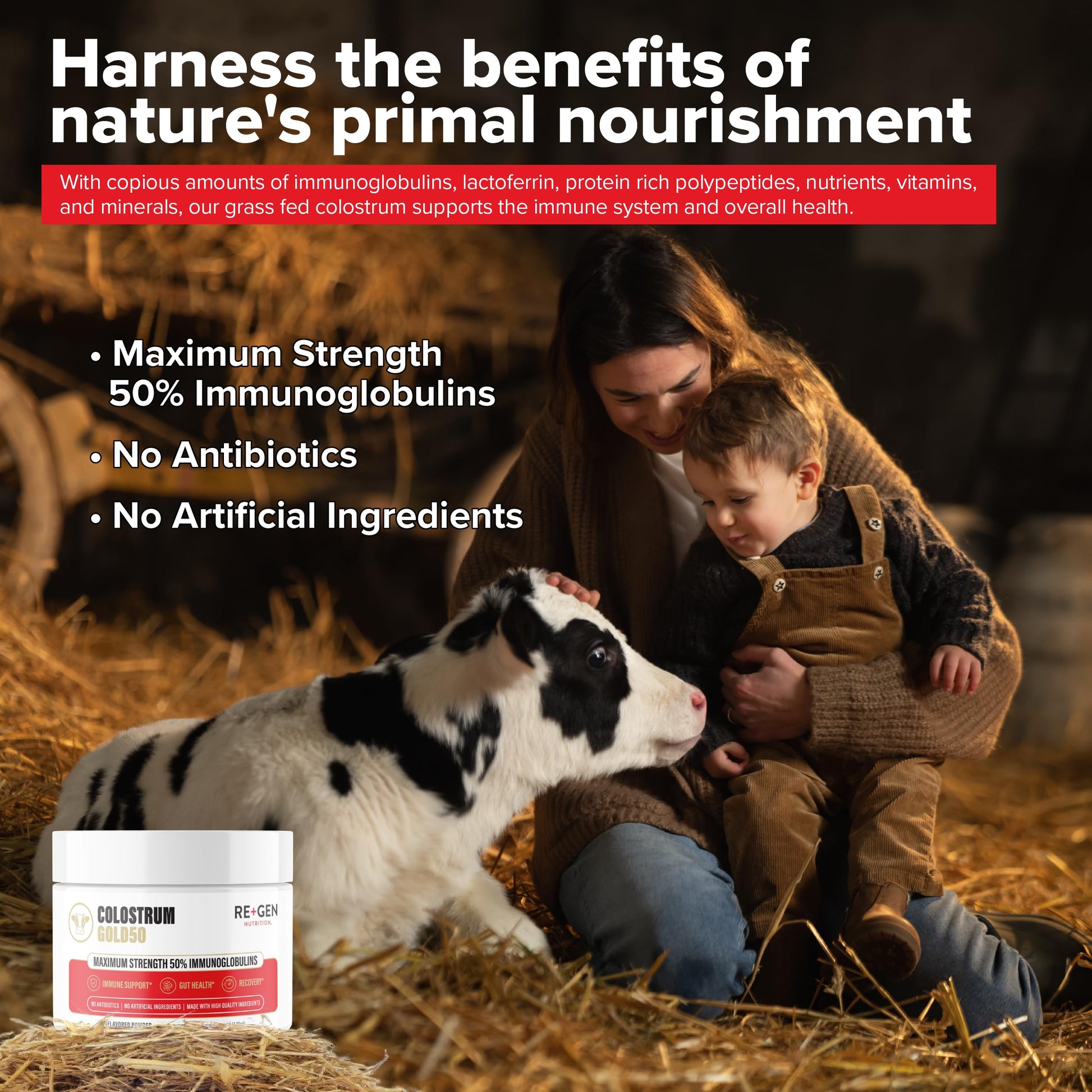Re+Gen Nutrition Colostrum Gold 50 Bovine Colostrum Powder for Gut Health, Immune Support & Muscle Recovery – 50% IgG Concentration, Grass Fed, Gluten Free, No Artificial Ingredients Re+Gen Nutrition uk supplements