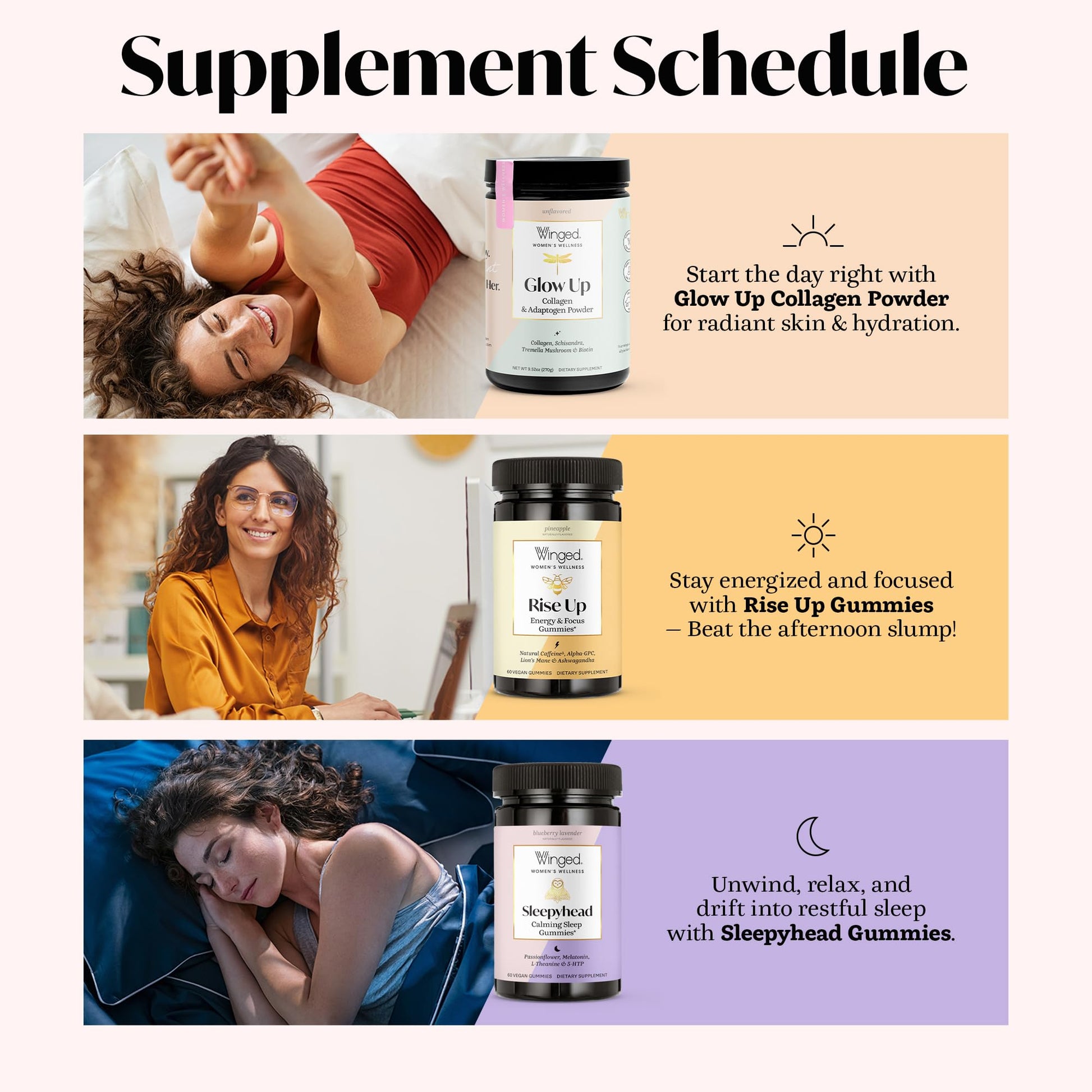 Winged Wellness Rise Up, Energy & Focus Gummies for Women - Daily Brain Boost Gummy Supplement with Natural Caffeine, Ashwagandha, B12, Nootropics Alpha-GPC & Lion’s Mane - Pineapple, 60 Gummies Winged Wellness uk supplements