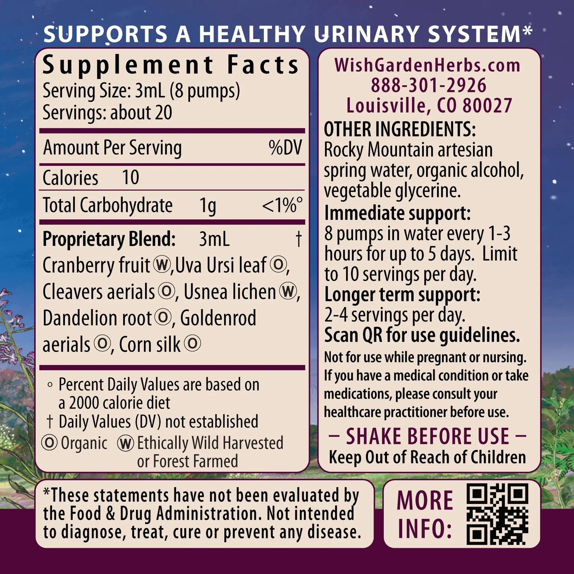 WishGarden Herbs Urinary Strength, Liquid Herbal Tincture, Cranberry, Uva Ursi & Usnea, Supports Urinary Tract Health, Eases Discomfort, Promotes Microbial Balance, 2oz WishGarden uk supplements