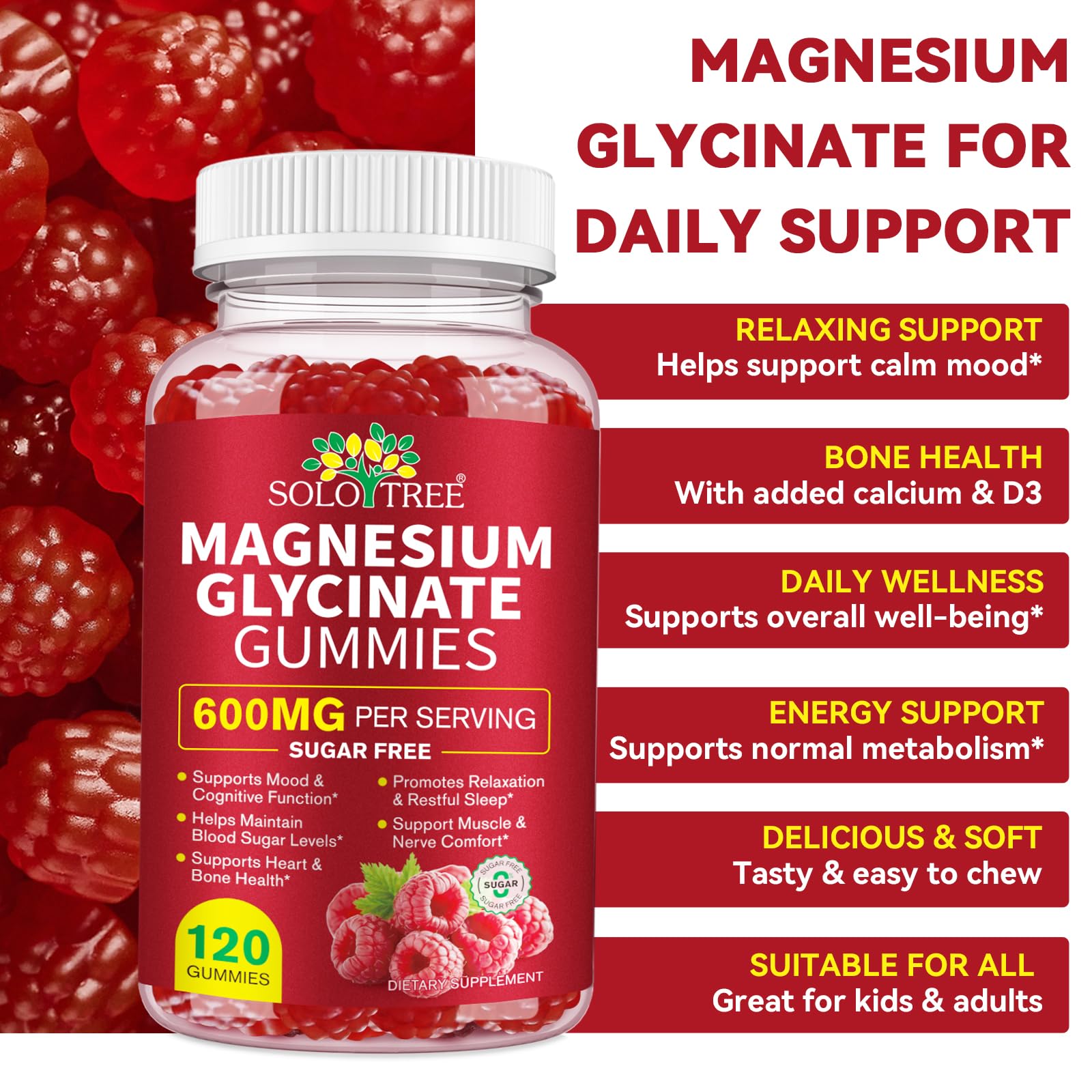 120 Count Magnesium Glycinate Gummies with L-Threonate（600mg Per Serving）,High Absorption Sugar Free Magnesium Potassium Supplement for Relaxation, Stress Relief, and Sleep Support for Adults & Kids WOJBALMN uk supplements