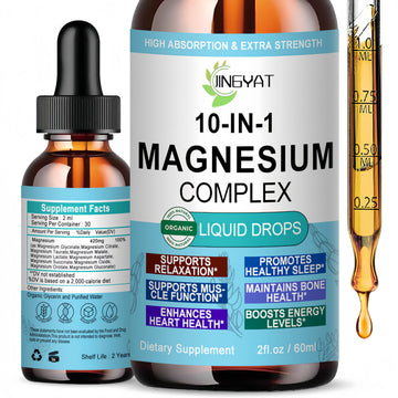 High Absorption Magnesium Complex Drops | 10-in-1 Liquid Magnesium Complex for Women & Men with Glycinate,Citrate,Taurate | for Stress Relief,Sleep,Heart Health | Vegan,Non-GMO,Fast-Acting Formula JINGYAT uk supplements
