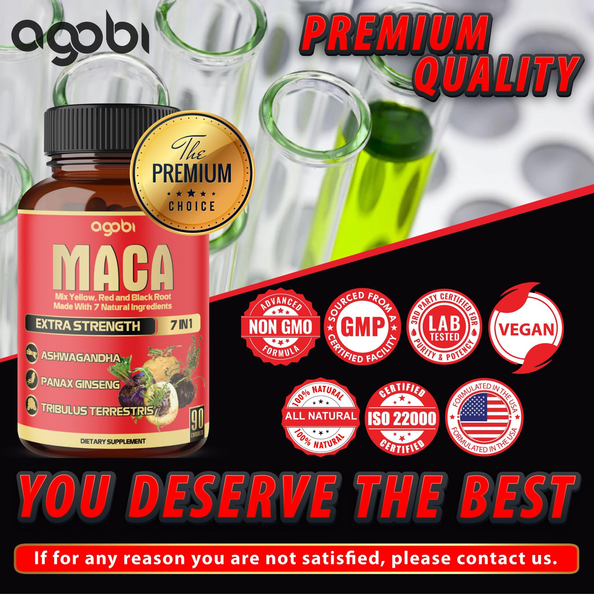 Maca Root Capsules - Supports Natural Health - Energy - Performance & Mood Supplement - Enhanced Blood Flow 3-Month Supply agobi uk supplements
