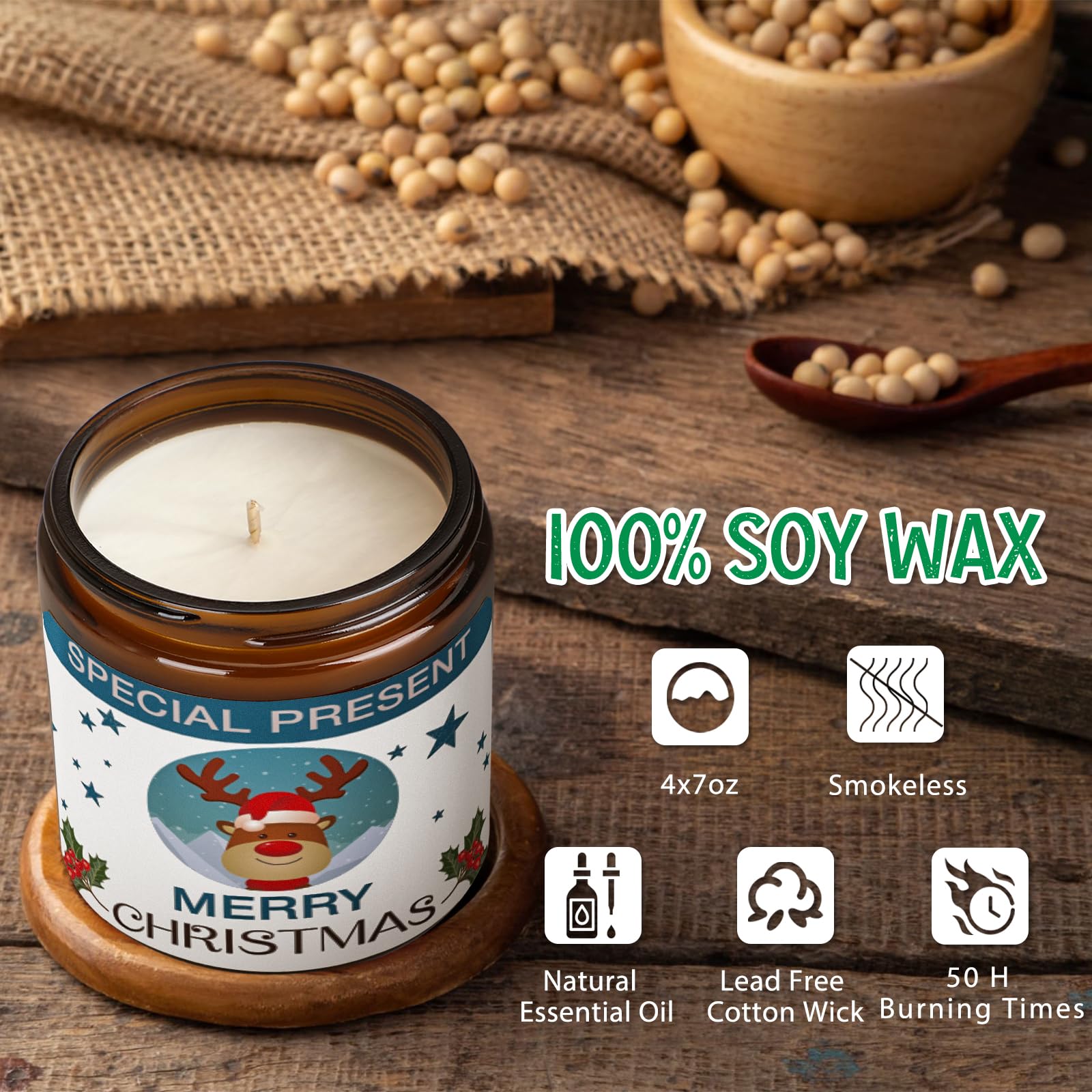 Christmas Candle Set Scented Candle Gift Set, 4 Pack 28 oz Christmas Scented Candles Over 180 Hours YINUO LIGHT uk supplements