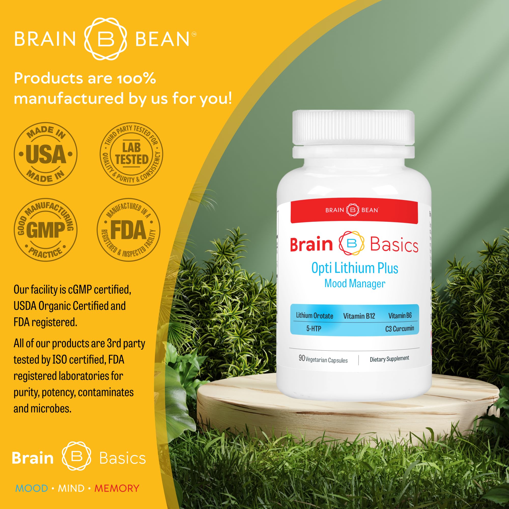 Opti Lithium Plus: Supercharge Brain Health with Enhanced Nutrient Absorption for Optimal Well-Being. Brain Bean uk supplements