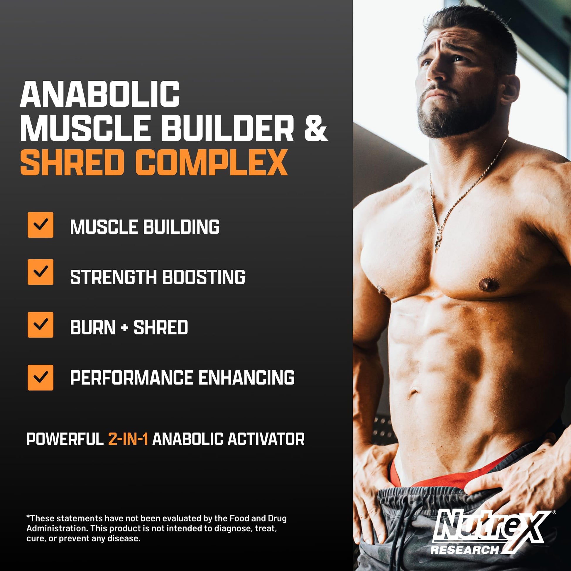 Nutrex Research Anabol Ripped Anabolic Muscle Builder for Men, 2-in-1 Muscle Builder and Shredding Supplement, (60 Count) Nutrex Research uk supplements