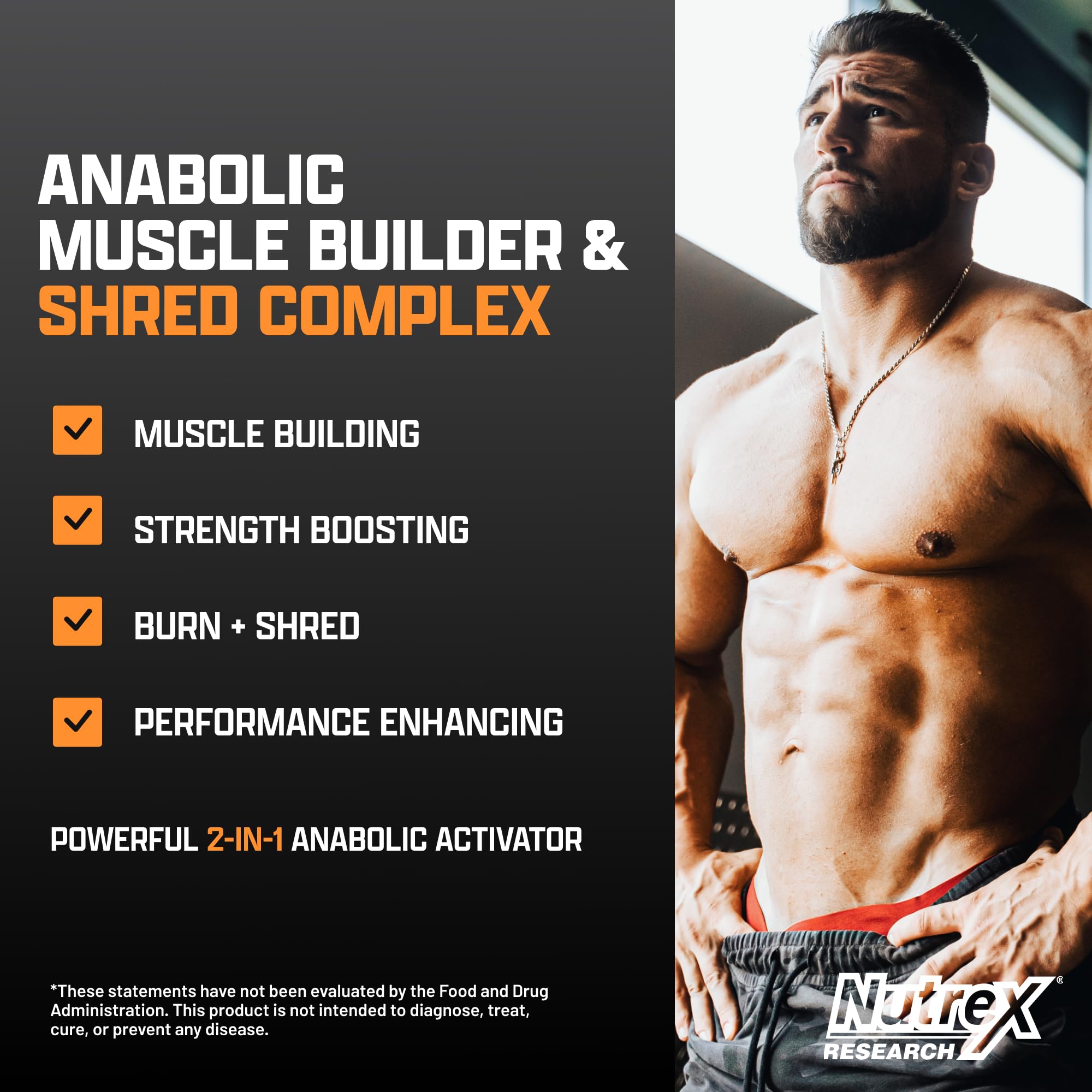 Nutrex Research Anabol Ripped Anabolic Muscle Builder for Men, 2-in-1 Muscle Builder and Shredding Supplement, (60 Count) Nutrex Research uk supplements