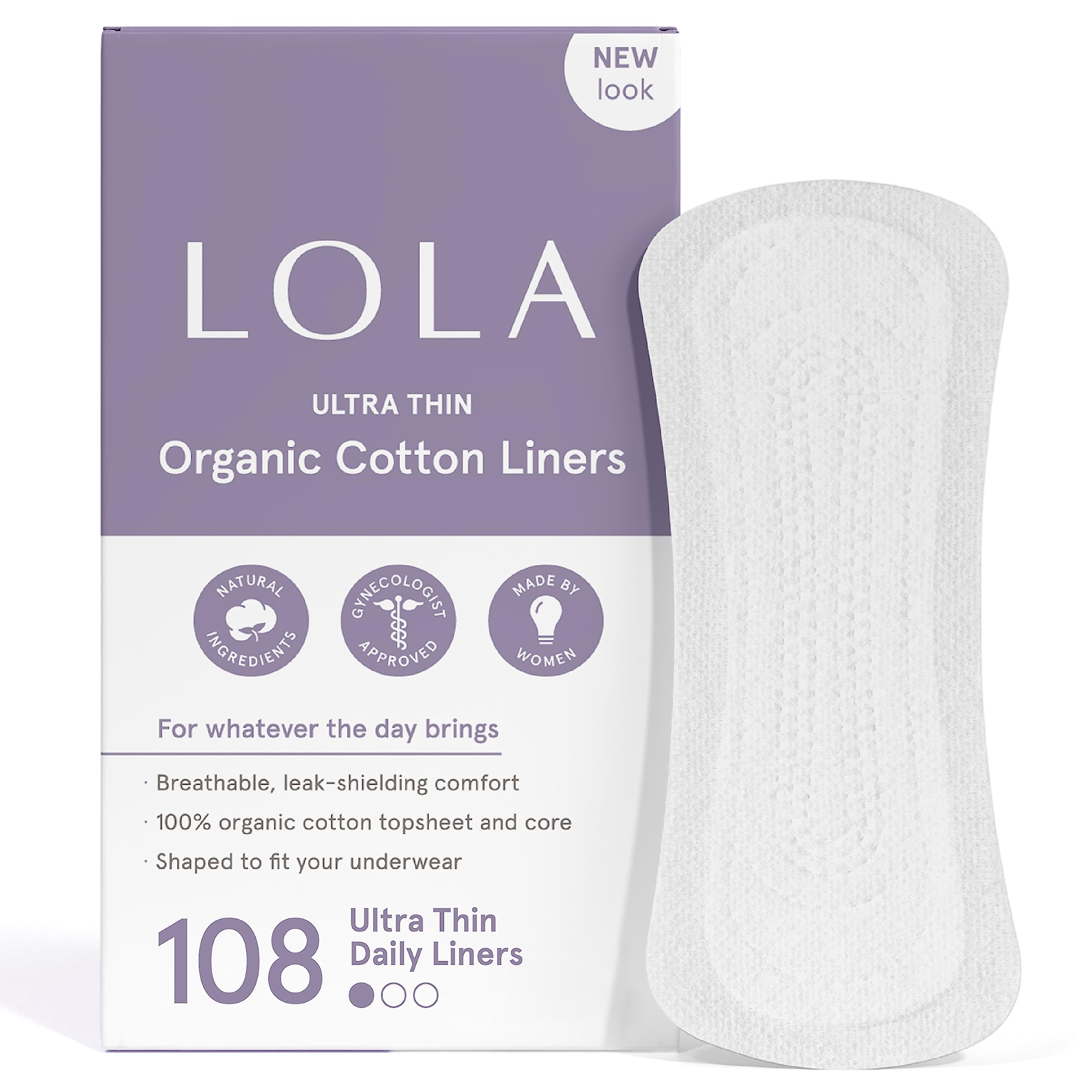LOLA Ultra Thin Liners, 108 Count - Cotton Panty Liners for Women, Hypoallergenic Pads for Women LOLA uk supplements