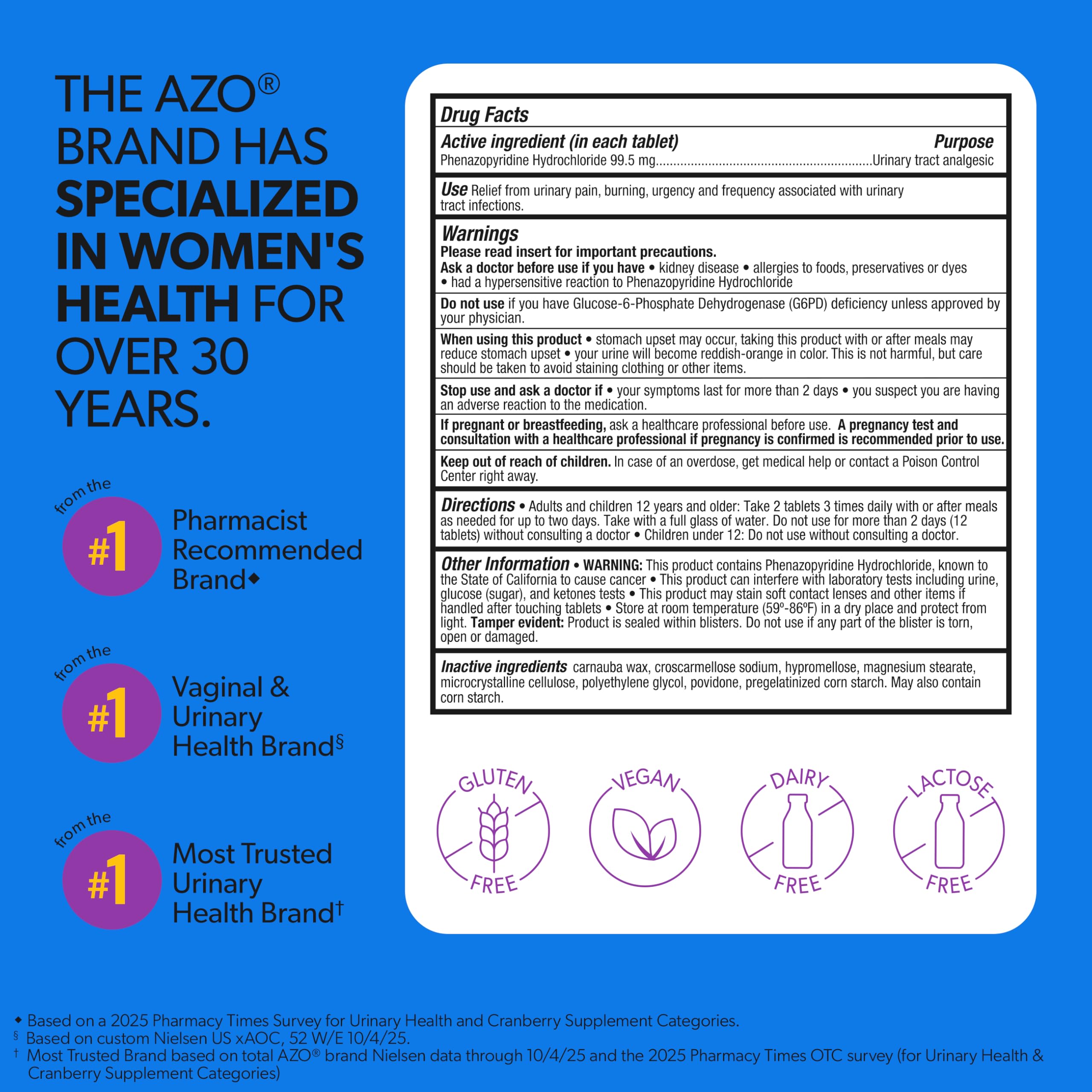 AZO Urinary Pain Relief Maximum Strength | Fast Relief of UTI Pain, Burning & Urgency | Targets Source of Pain | #1 Most Trusted Brand | 48 Tablets AZO uk supplements
