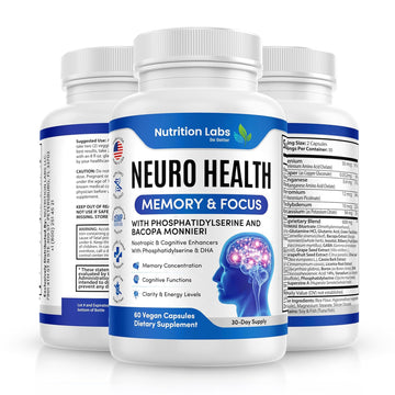 Nootropic & Neuro Brain Supplement for Memory & Focus Support. Clinically Tested Vitamins for Mental Support & Cognitive Clarity W/Bacopa Monnieri, VIT A, B6, Riboflavin, Niacin, Thiamin & Folate NUTRITION LABS BE BETTER uk supplements