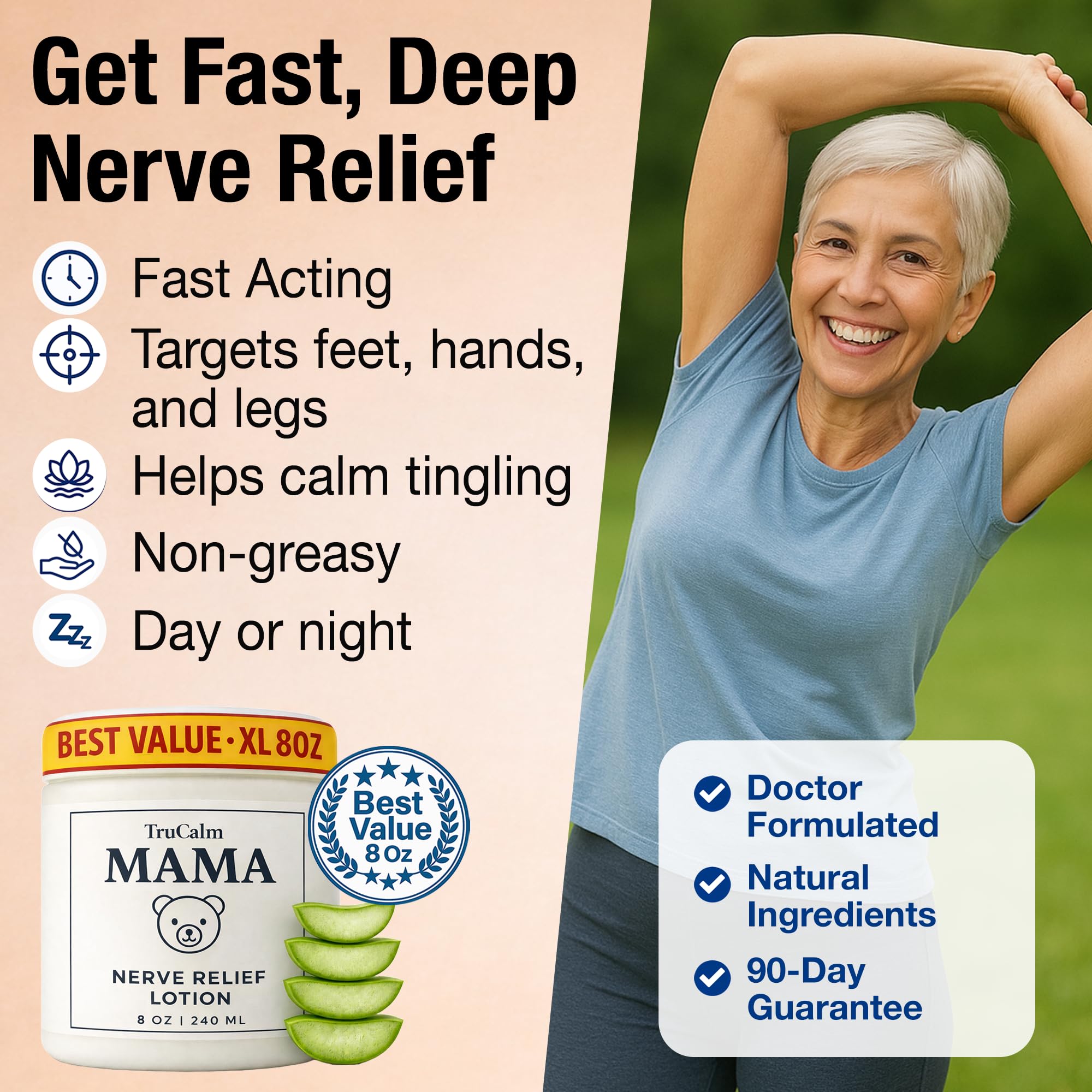 Mama Lotion – Neuropathy Nerve Relief Cream with Magnesium Chloride - Maximum Strength Comfort for Feet, Hands, Legs, Toes - Fast-Absorbing and Non-Greasy Formula for Food and Leg Comfort - 8 Oz TruCalm Mama uk supplements