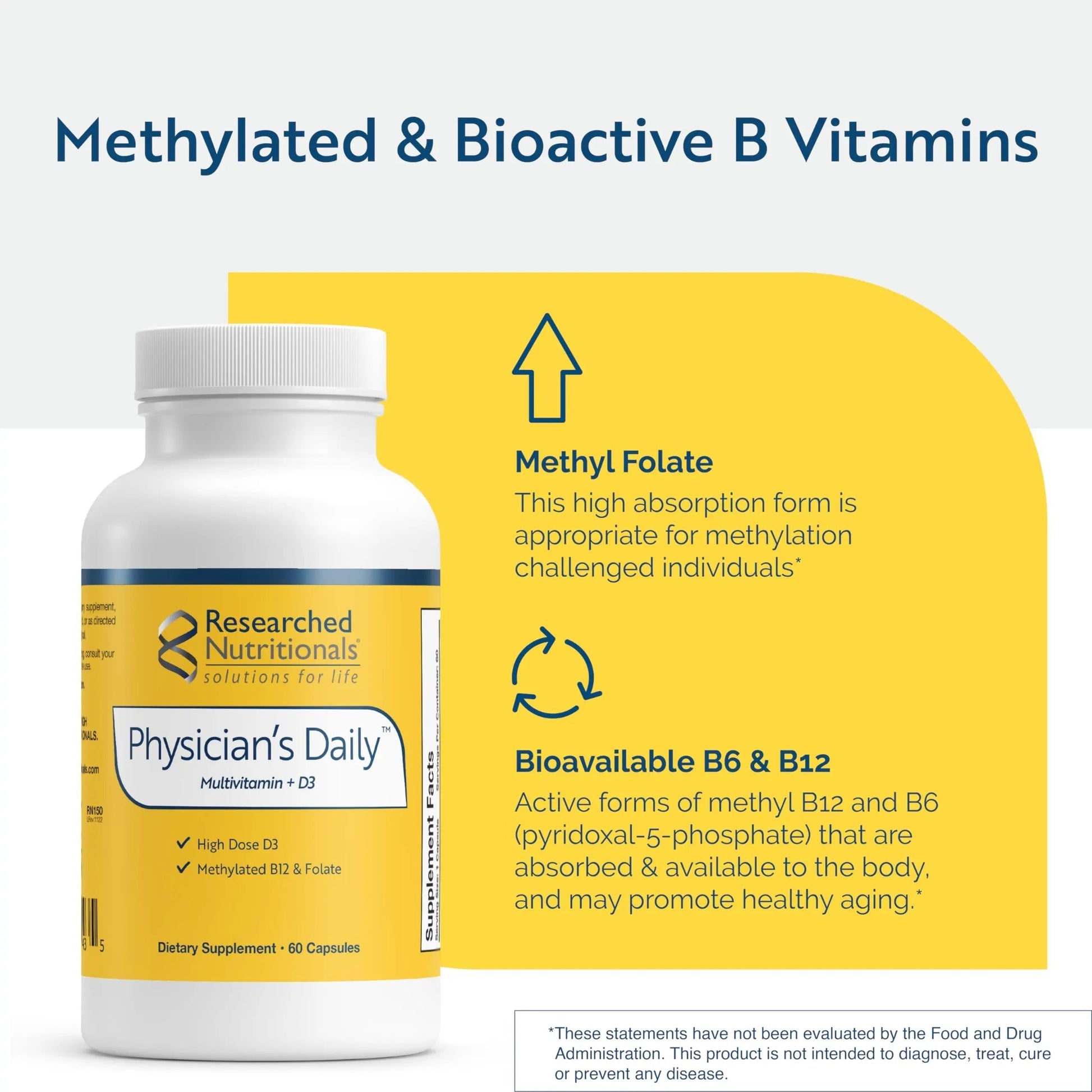 Researched Nutritionals Physician's Daily + D3 Supplement - Daily Multivitamin for Men and Women with Vitamin D3 2000iu Researched Nutritionals uk supplements