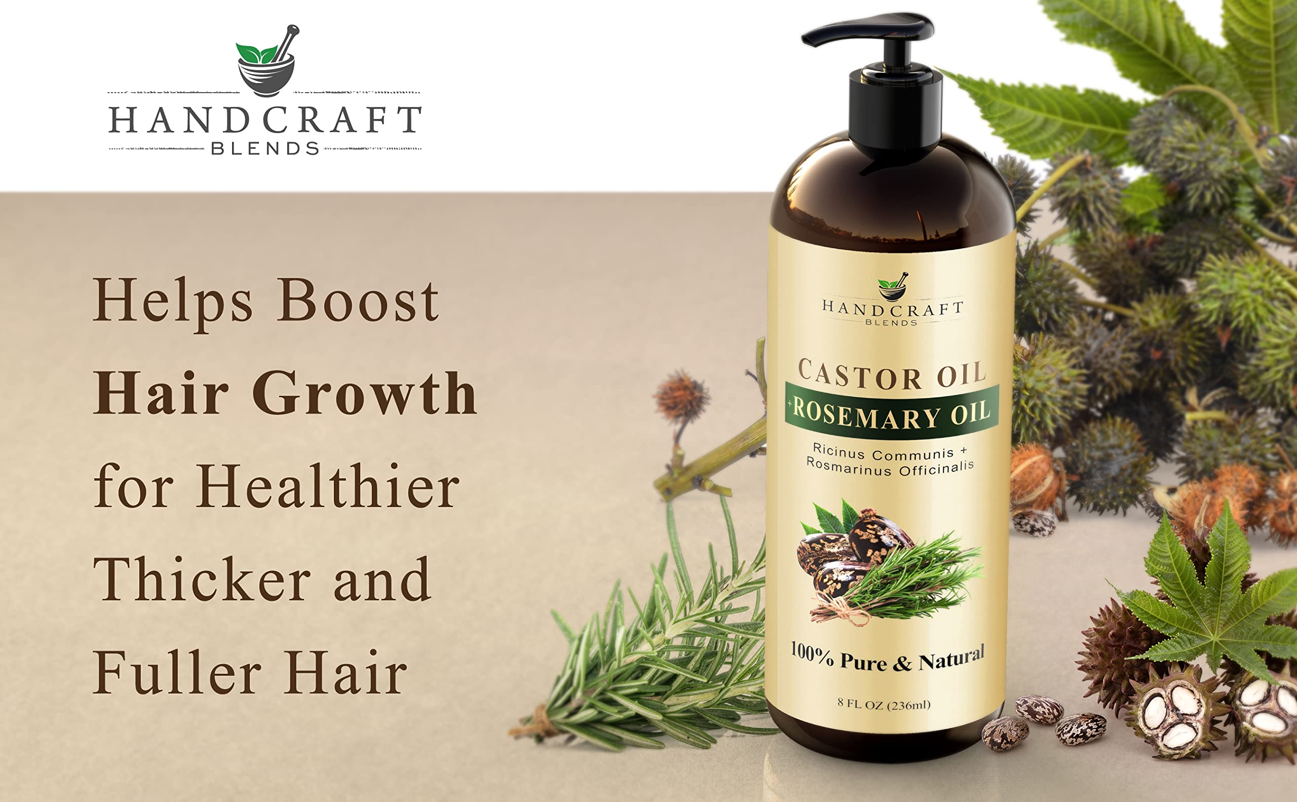 Handcraft Blends Castor Oil with Rosemary Oil for Hair Growth, Eyelashes, Eyebrows Handcraft Blends uk supplements