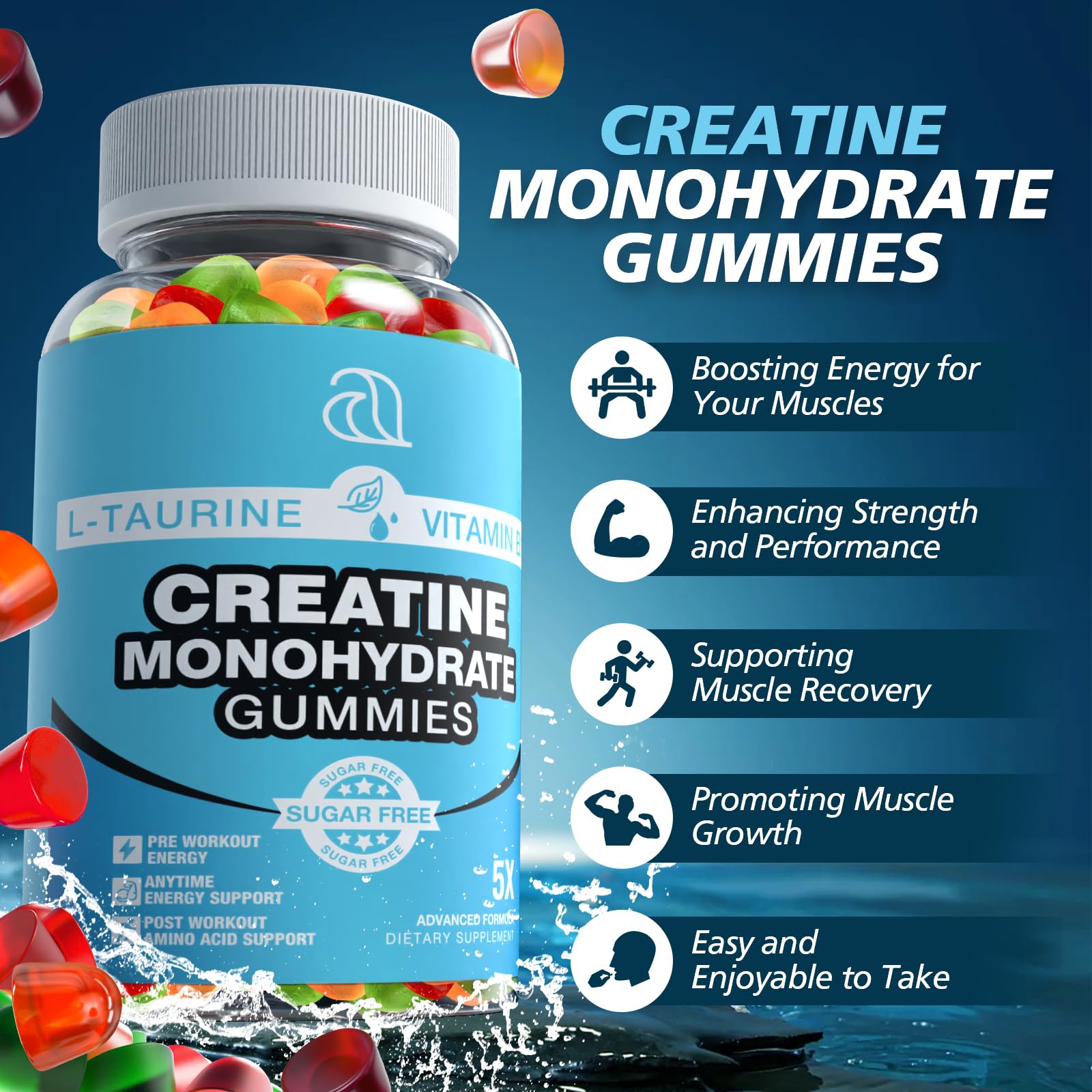 DRZIHOOCH Creatine Gummies for Women & Men - Creatine Monohydrate Gummies Tasty Chewable Supplement, Muscle Support & Energy Boost (2 Pack) DRZIHOOCH uk supplements
