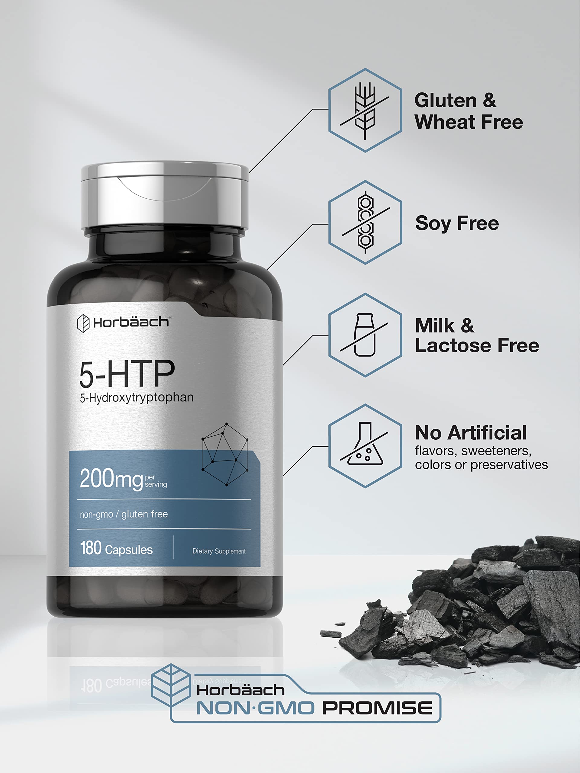 5HTP 200mg Capsules | 180 Capsules | Griffonia Simplicifolia | 5HTP Extra Strength Supple Horbäach uk supplements