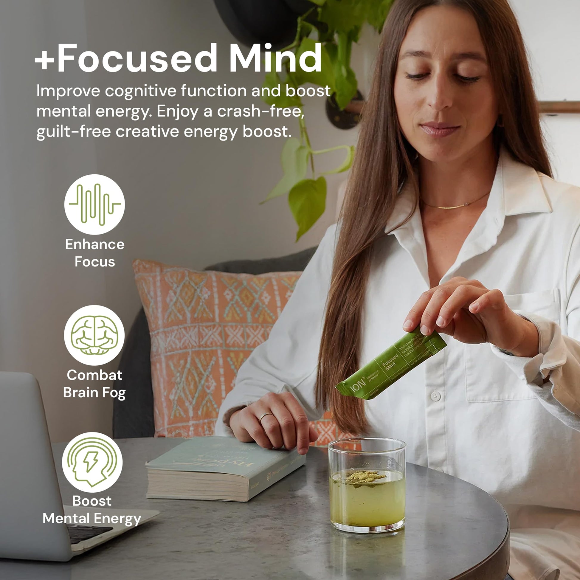 ION* Intelligence of Nature Focused Mind Nootropic Powder Drink Mix - Brain Boost Nootropic Drink with Matcha for Memory, Focus & Relaxation, Brain Supplement for Men & Women, Adults - 20 Packets ION* Intelligence of Nature uk supplements