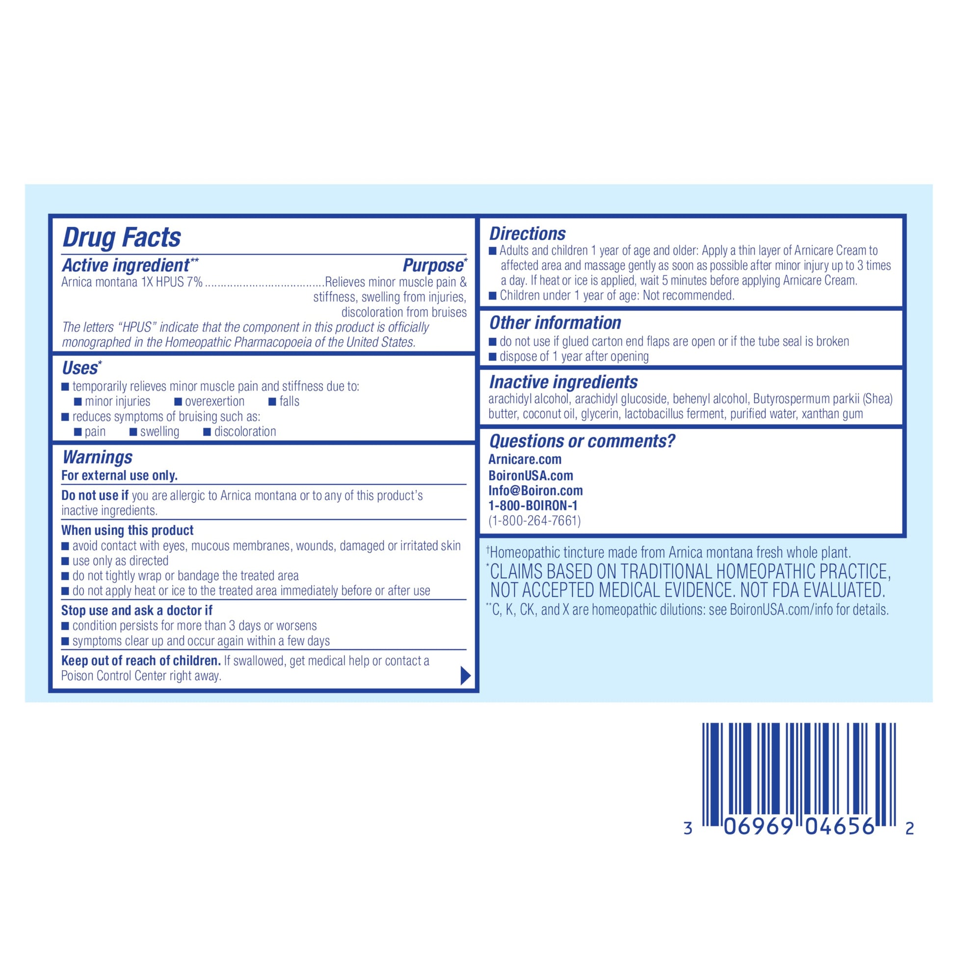 Boiron Arnicare Cream for Joint Pain, Muscle Pain, Swelling, Soreness, Stiffness, and Bruises - Fast Absorbing and Fragrance-Free - 2.5 oz Boiron uk supplements