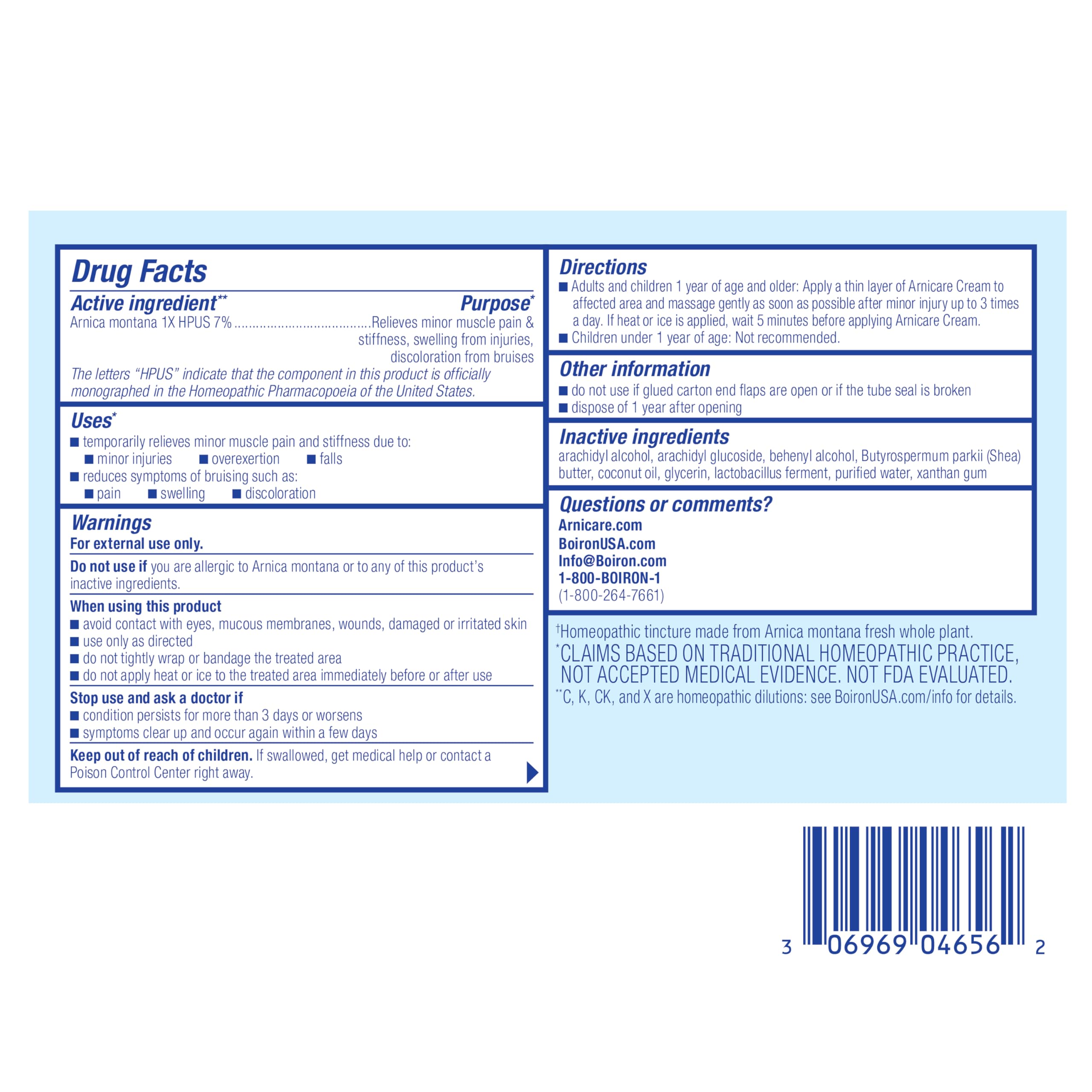 Boiron Arnicare Cream for Joint Pain, Muscle Pain, Swelling, Soreness, Stiffness, and Bruises - Fast Absorbing and Fragrance-Free - 2.5 oz Boiron uk supplements