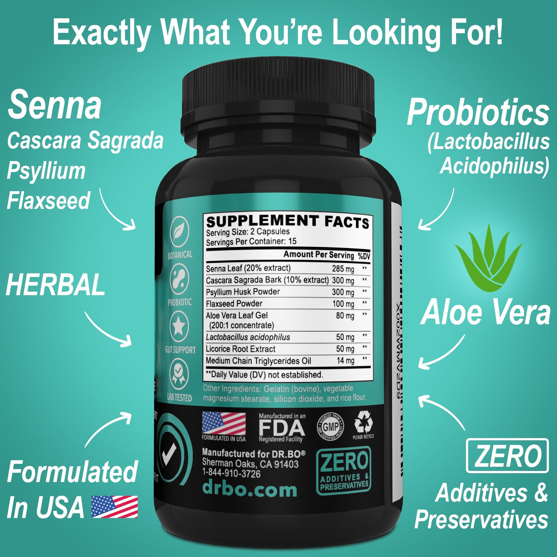 Colon Cleanser Detox for Weight Flush - 15 Day Intestinal Cleanse Pills & Probiotic - Fast Natural Laxative for Constipation Relief - Bowel Movement Supplements for Stomach Bloating, Gut Loss Support DR. BO uk supplements