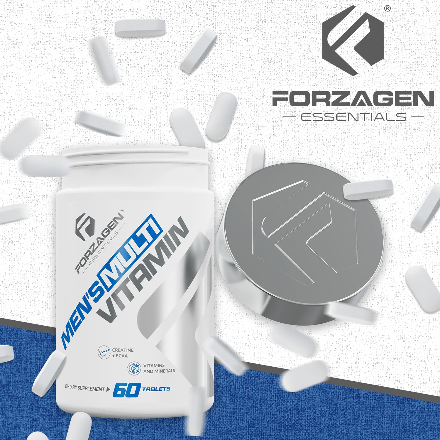 Forzagen Essentials Men's Multivitamin with Creatine and BCAA, Complete Vitamin and Mineral Complex, 60 Tablets Forzagen uk supplements