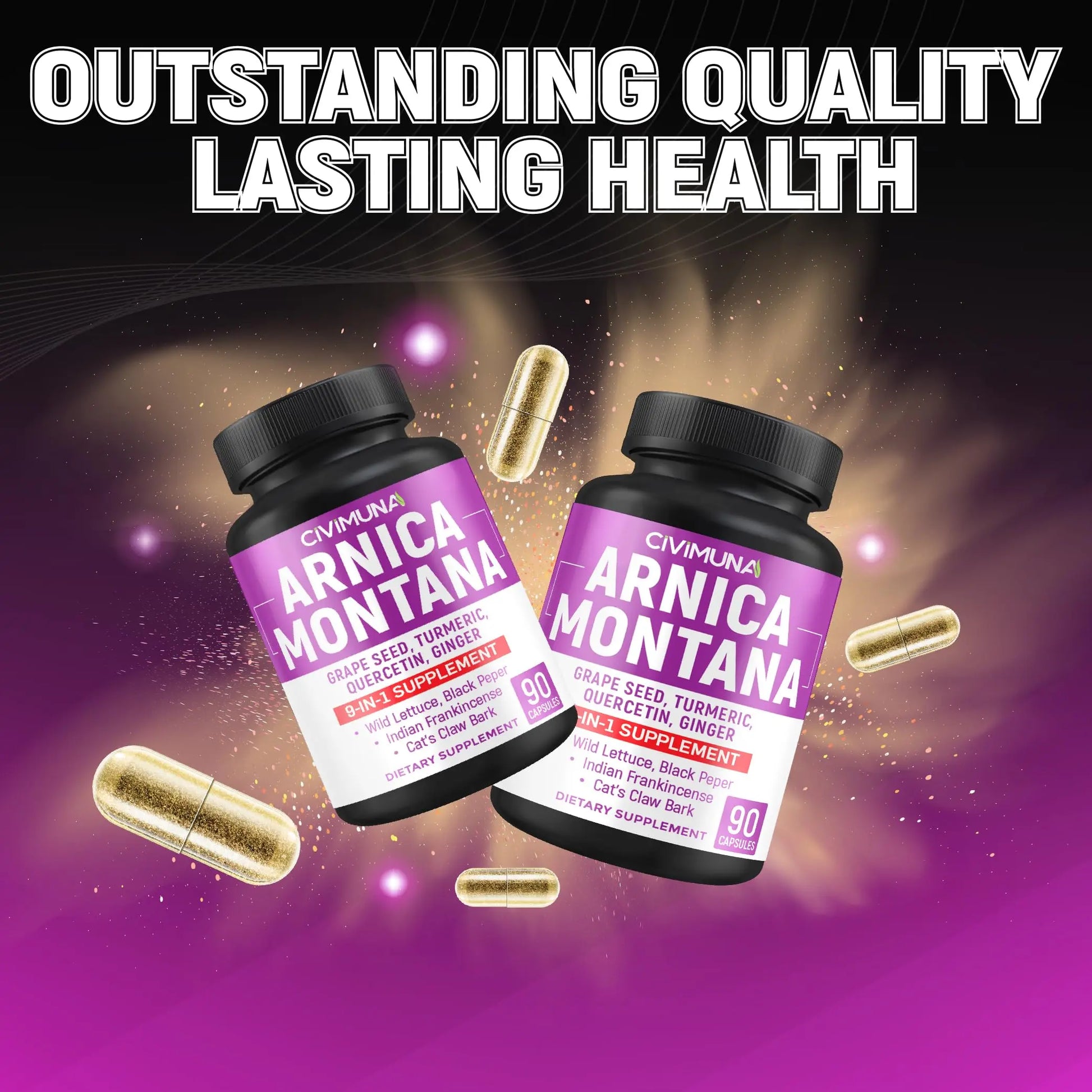 Arnica Capsules with Arnica, Grape Seed, Turmeric and More - 90 Capsules for 3 Months Supply CIVIMUNA uk supplements