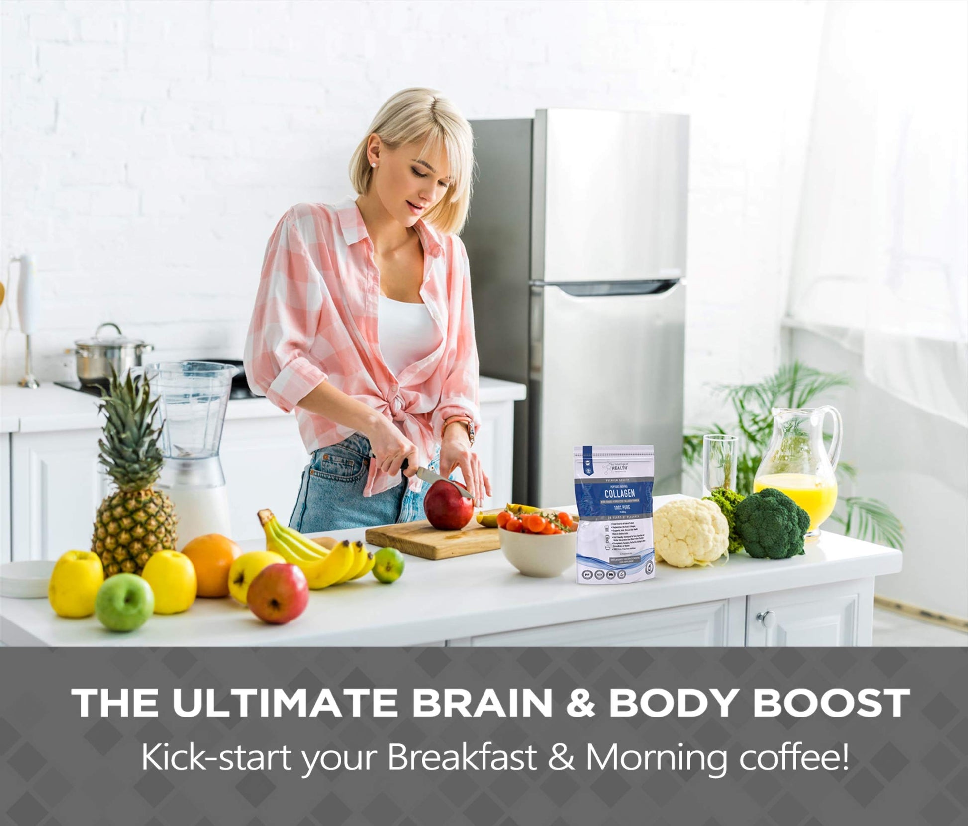 Hydrolysed Collagen Powder (Bovine) - High Protein Grass Fed Unflavoured Peptides The Intelligent Health uk supplements