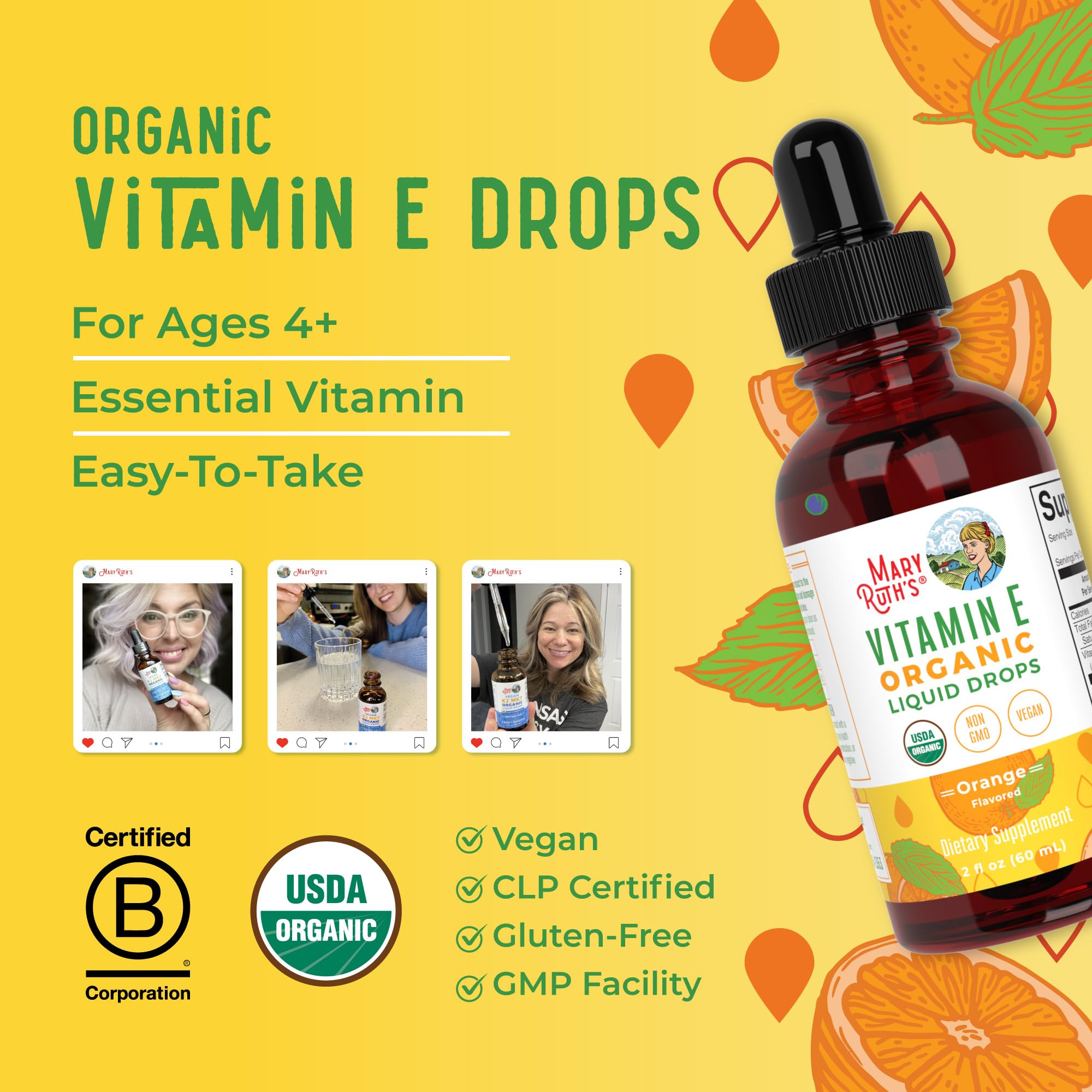 MaryRuth Organics USDA Vitamin E Liquid Drops 2 Month Supply | Bone and Joint Health | Cognitive Health for Adults and Kids | Sugar Free, Vegan, Non-GMO, Gluten Free | 2 Ounces MARYRUTH'S uk supplements