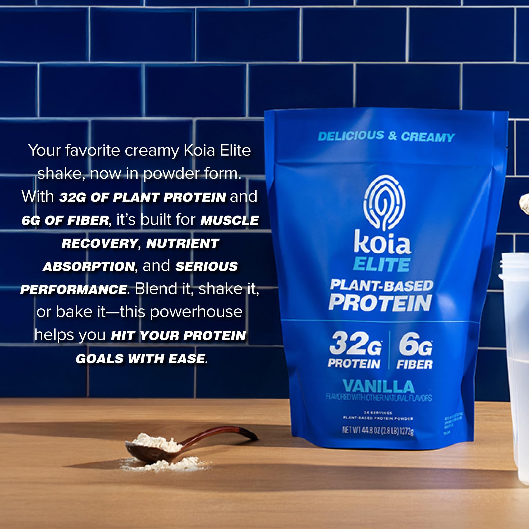 Koia Plant Based Protein Elite Powder, Vanilla, 32g Protein, 4g Sugar, 6g Prebiotic Fiber, Pre & Post Workout, 21 Vitamins & Minerals, Dairy-Free, Gluten-Free, Non-GMO, 24 Servings, 44.8 Oz Koia uk supplements