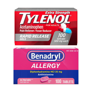 Benadryl Ultratabs Antihistamine Allergy Relief Tablets with 25 mg Diphenhydramine HCl, 100 ct and Tylenol Extra Strength Pain Reliever Rapid Release Gels with 500 mg Acetaminophen, 100 ct Tylenol uk supplements