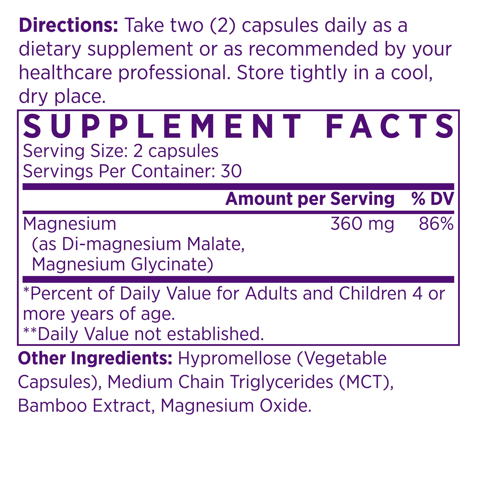 NAOMI Mighty Mg Magnesium Glycinate & Malate Complex 360mg, High Absorption Formula, Elemental Magnesium Supports Heart Health, Strong Bones, Better Sleep, Gluten-Free, Non-GMO, Vegan, 60 Veggie Caps NAOMI uk supplements