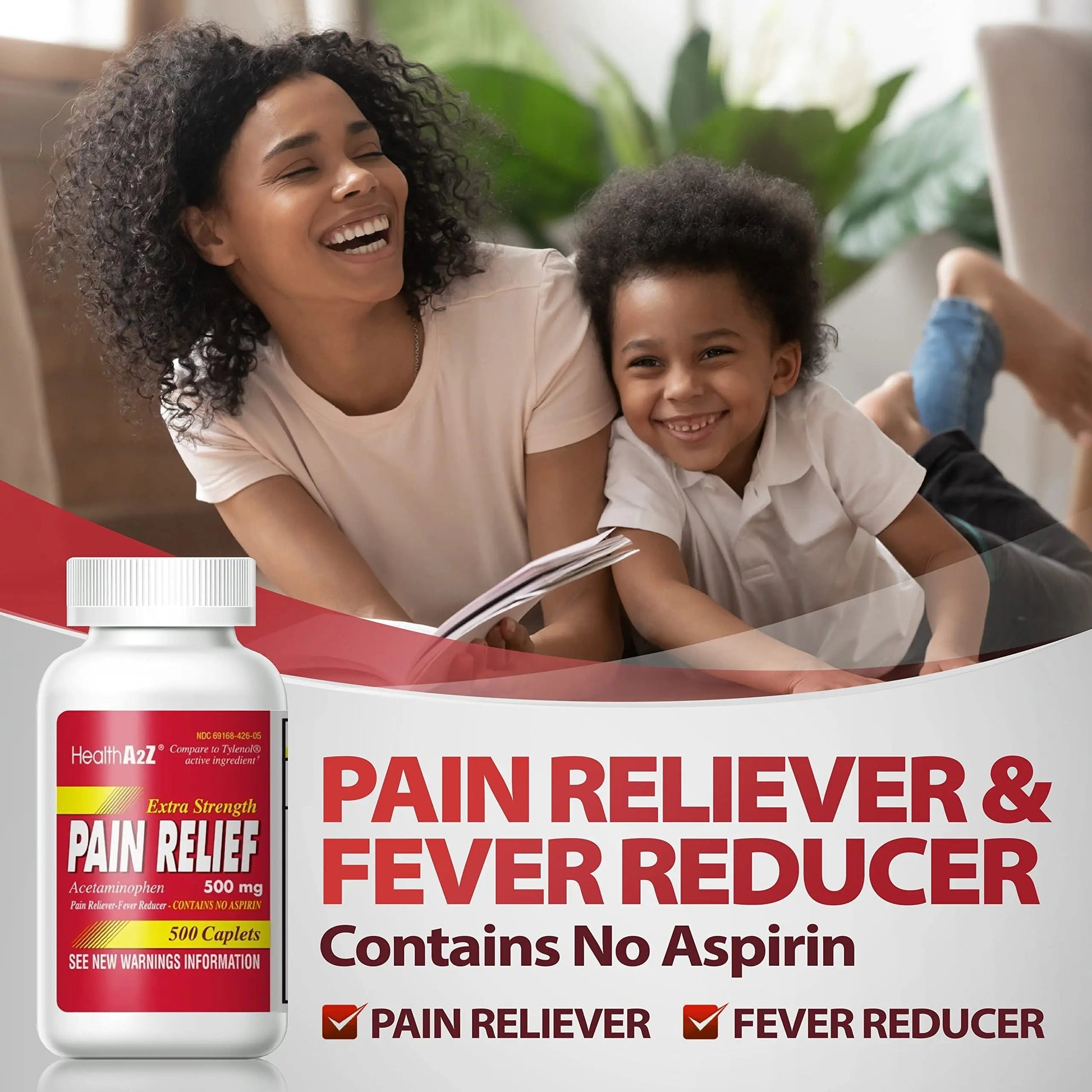 HealthA2Z® Extra Strength Pain Relief | Acetaminophen 500mg | Contains No Aspirin | Fever Reducer | Pain Reliever (500 Count (Pack of 1)) HealthA2Z uk supplements